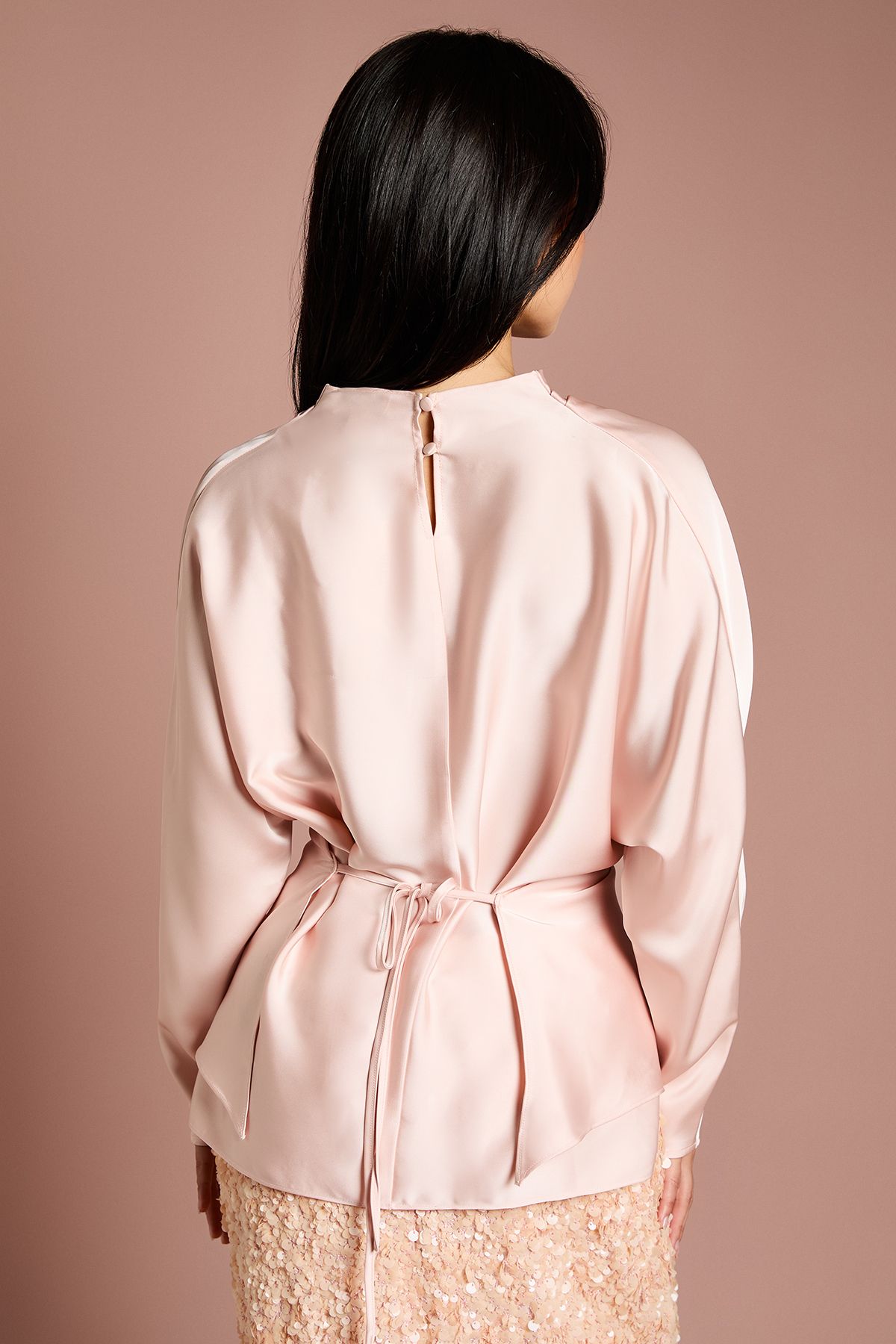 Coast Petite Cowl Neck Long Sleeve Blouse Champagne image 3