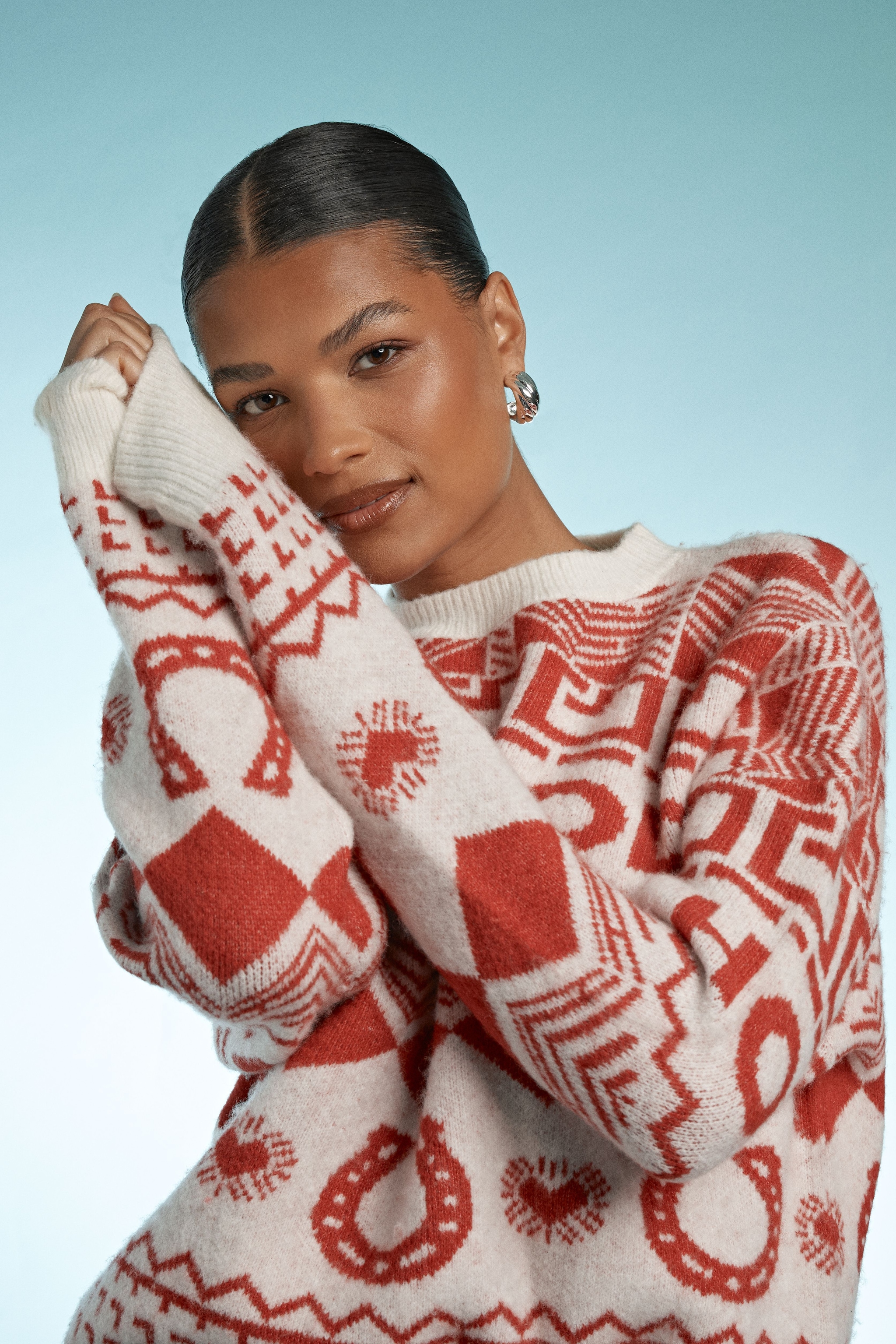 NastyGal Christmas Ho Ho Rodeo Knitted Jumper White