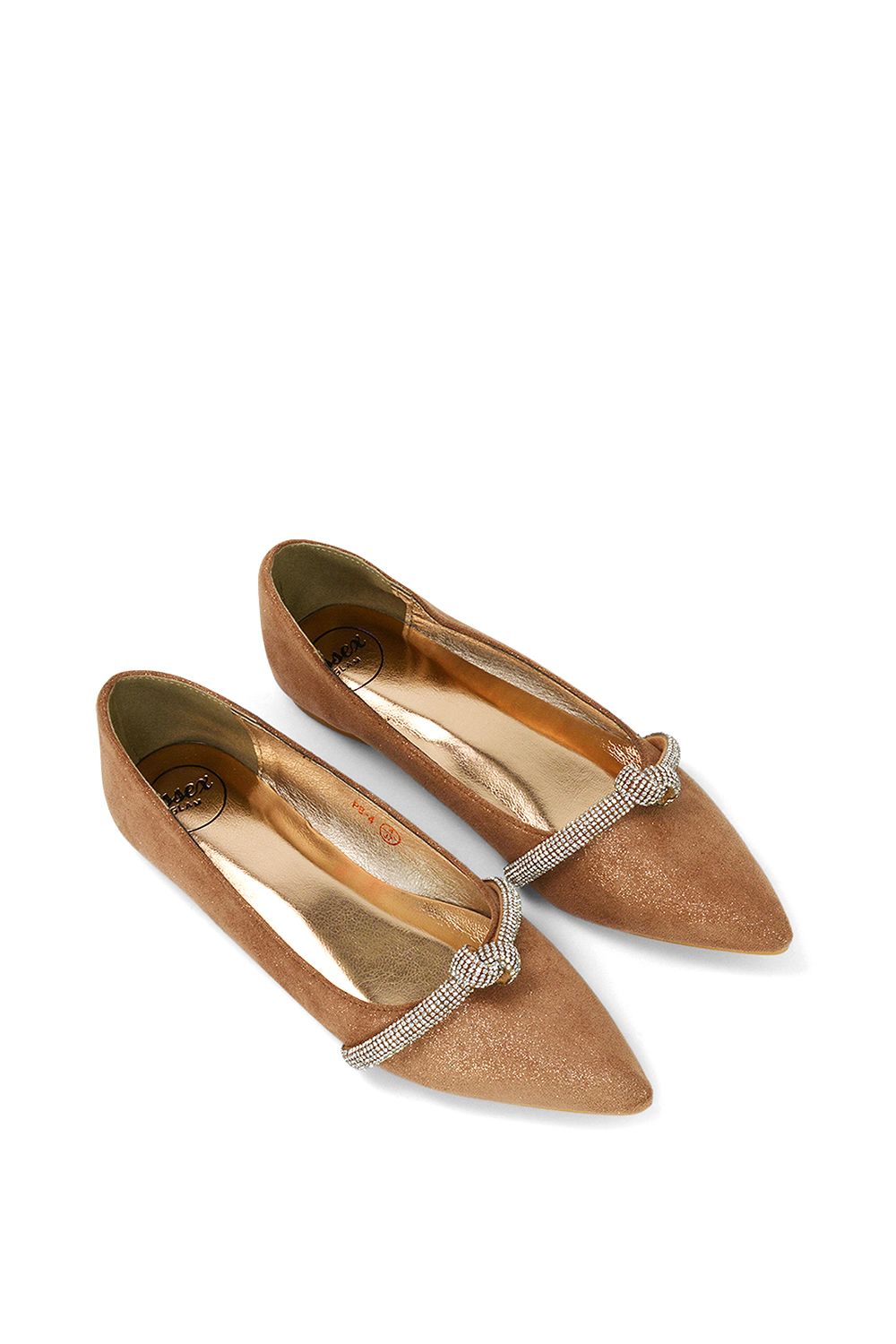 XY London 'Halley' Flat Heel Pointed Toe Sparkly Embellished Diamante Bridal Pumps image 4