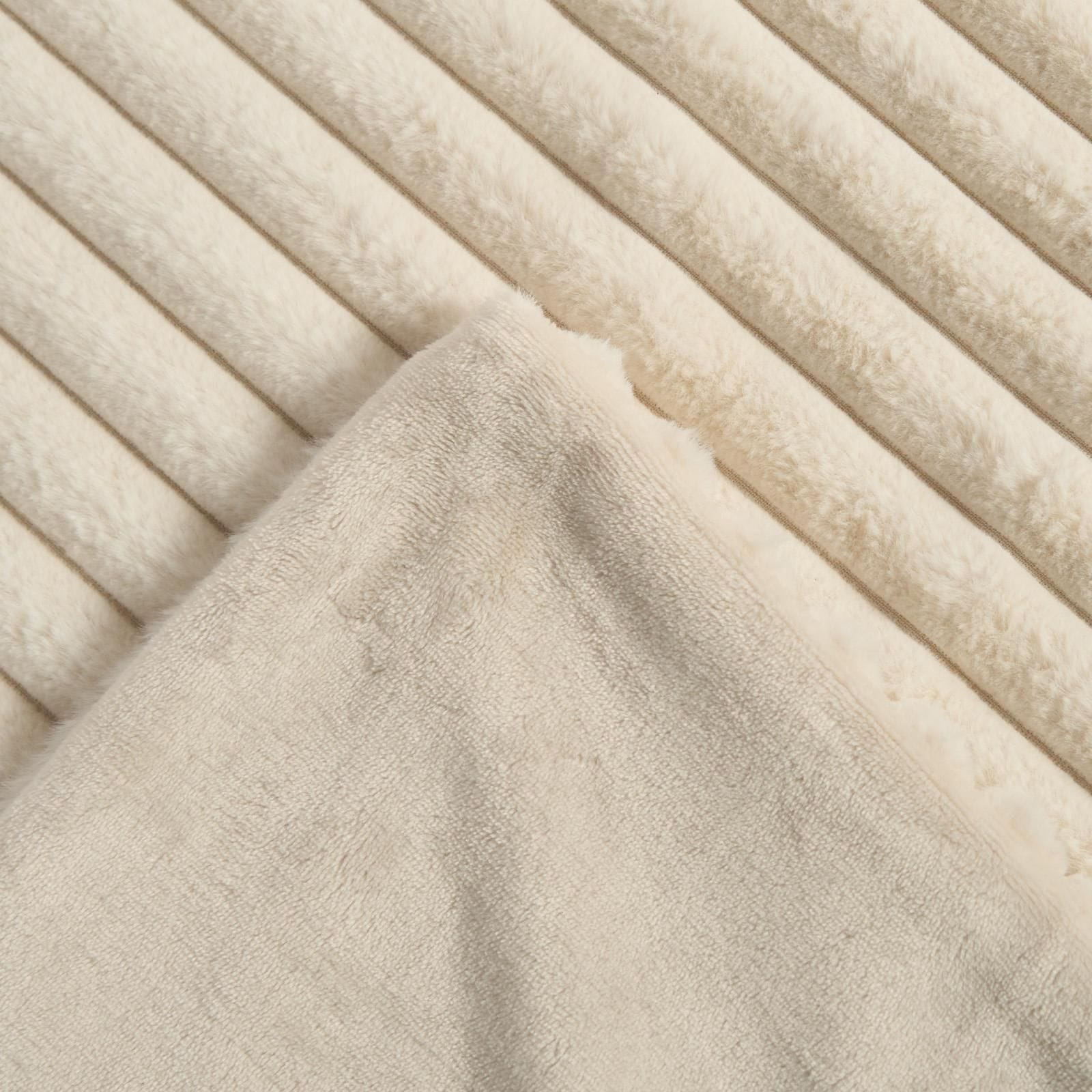 OHS Faux Fur Ribbed Fleece Throw Over Bed Blanket Winter Warm Supersoft image 5