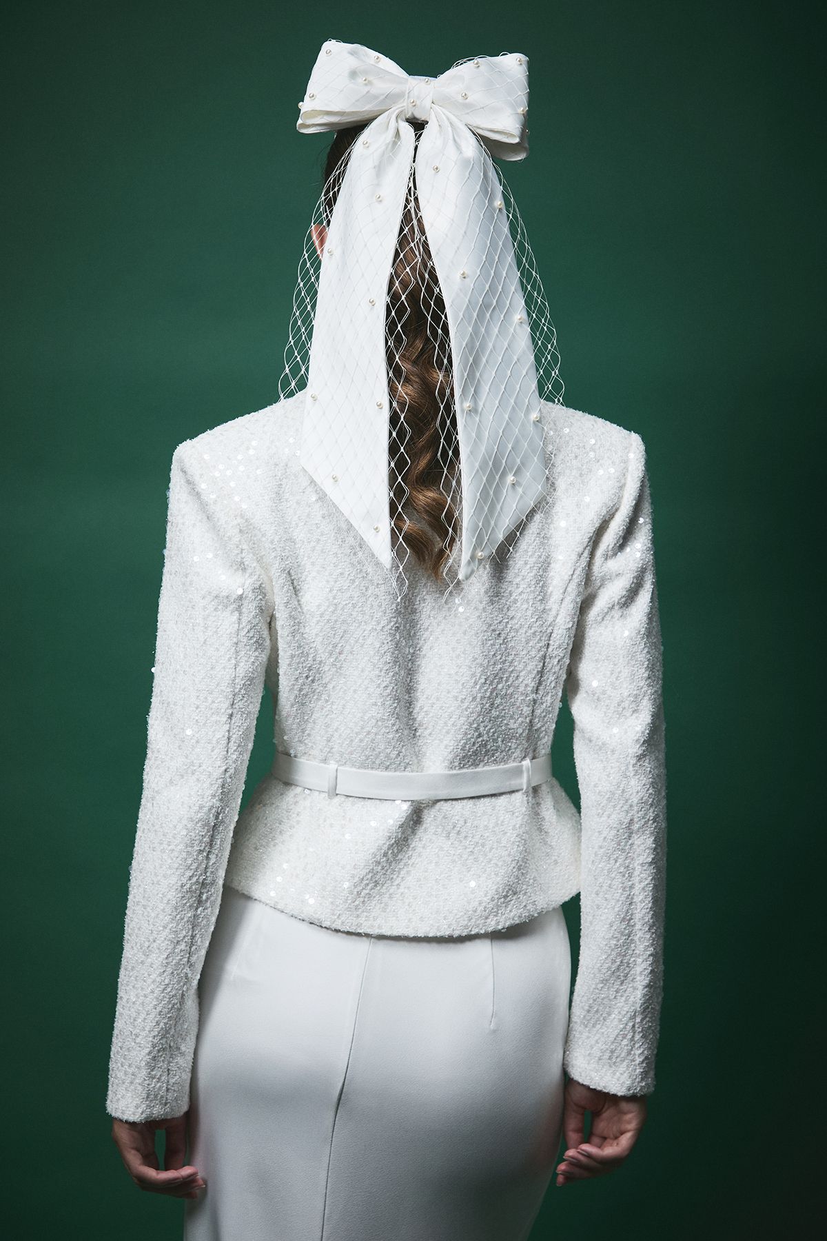 Coast Lisa Tan Boucle Sequin Fitted Jacket With Belt White image 3