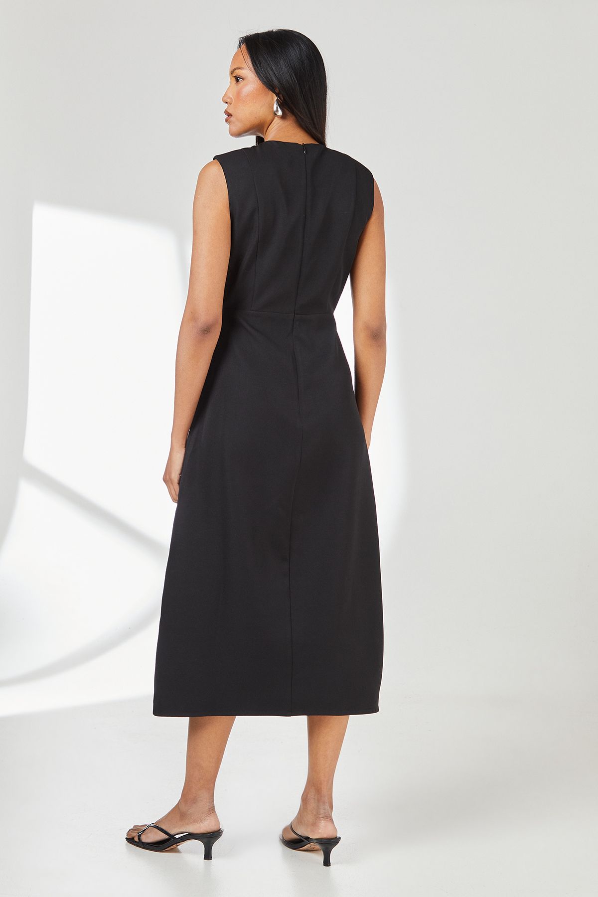 Principles Black Contrast Detail Crepe Column Dress Black image 3