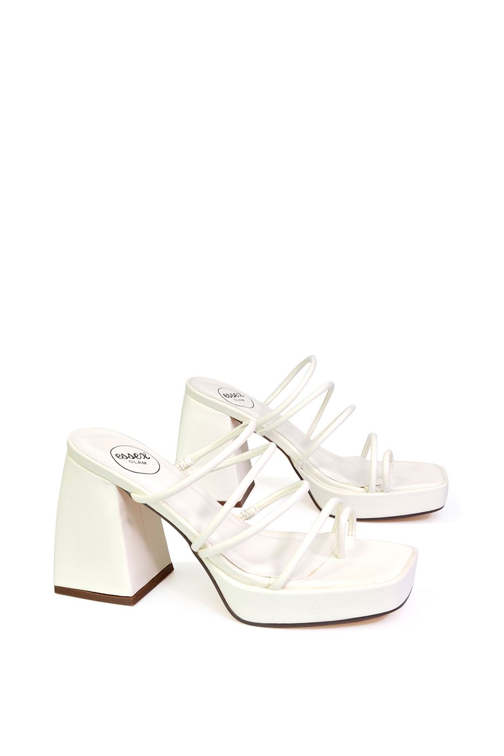 XY London 'Colt' Strappy Square Toe High Block Heel Platform Mule Sandals image 5
