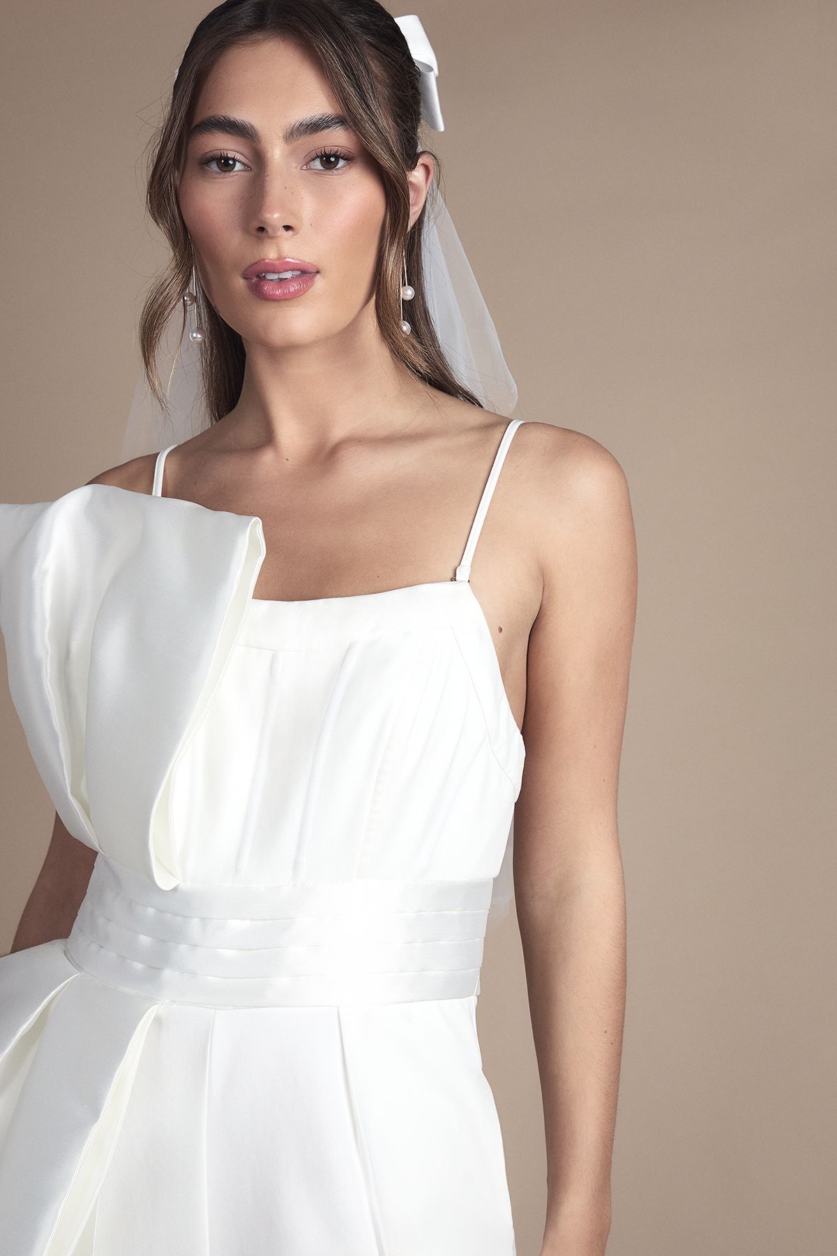 Coast Strapless Bow Detail Wide Leg Bridal Jumpsuit Ivory image 2