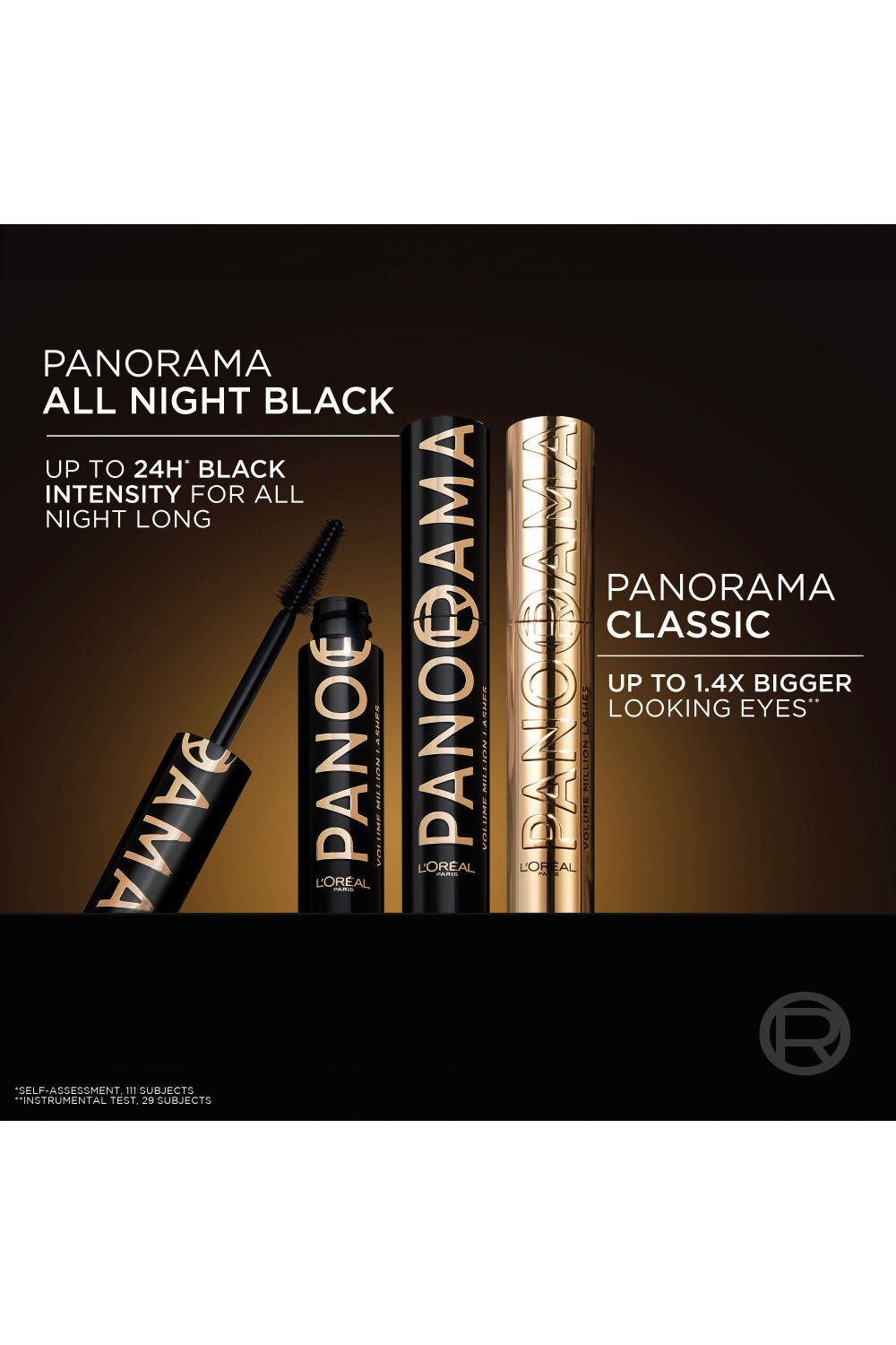 L'Oréal Paris Volume Million Lashes Panorama All Night Volumising Mascara, Black 9.9ml Black image 8