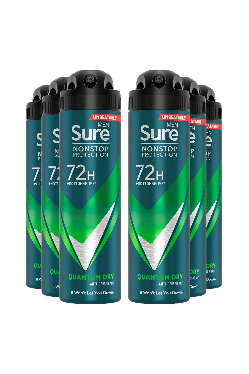 Sure Men 72H Protection 'Anti-Perspirant Deodorant' Quantum Dry, 6x150ml image 1