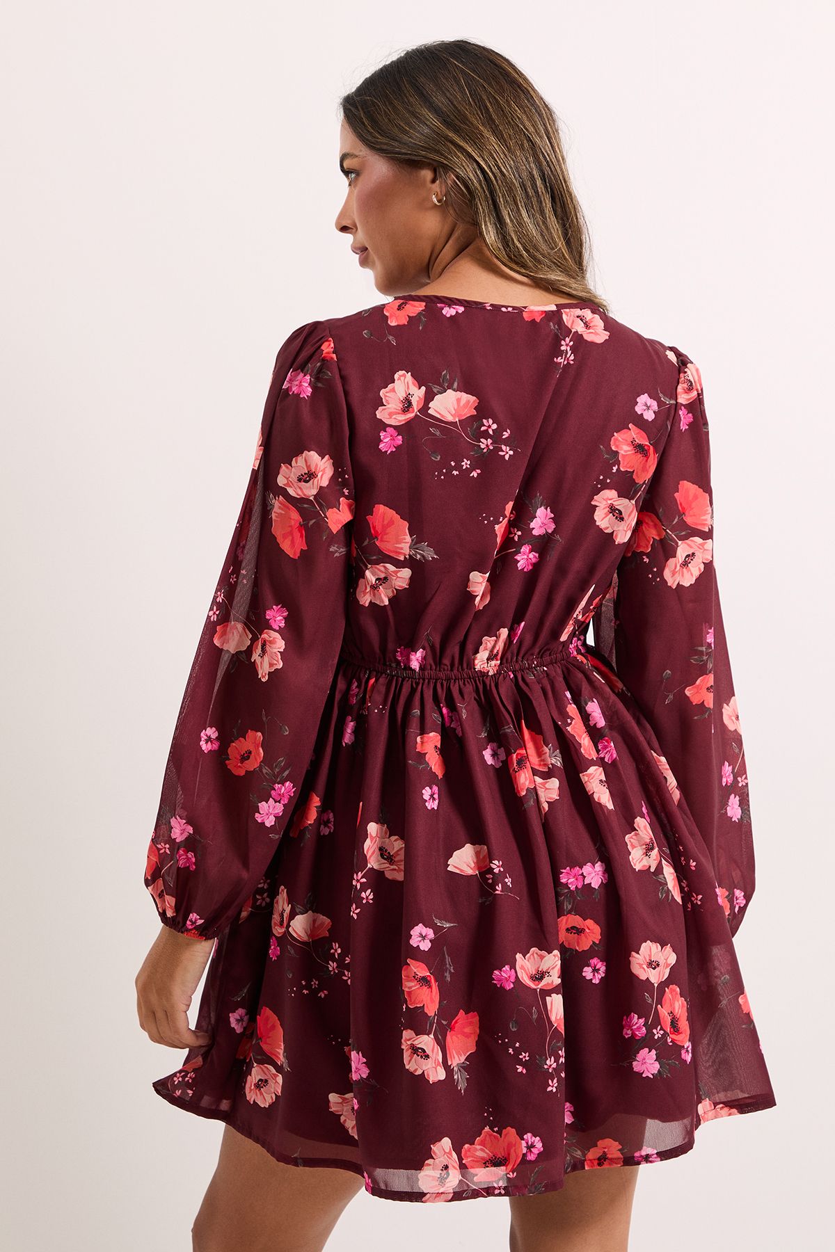 Dorothy Perkins Floral Empire Seam Blouson Sleeve Printed Mini Dress Floral image 5