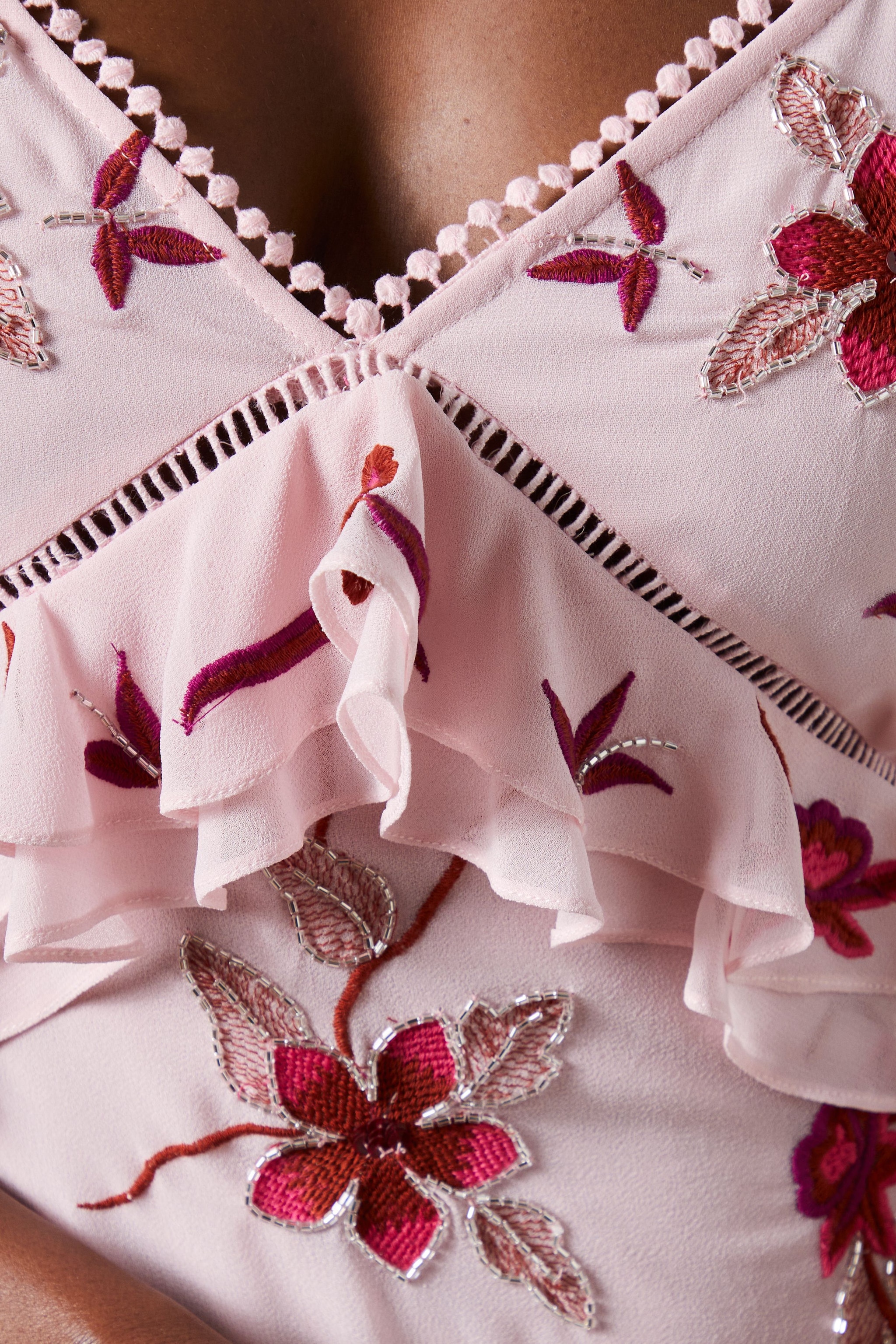 Coast Sequin Embellished Off Shoulder Midi Wedding Guest Dress Pale Pink image 5