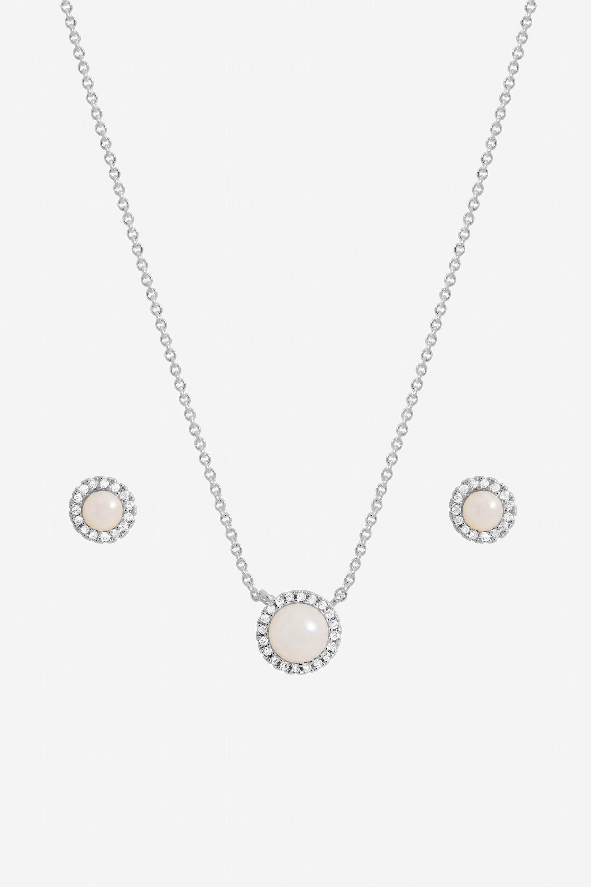 Inicio Sterling Silver Plated Pearl Halo Set - Gift Box image 2