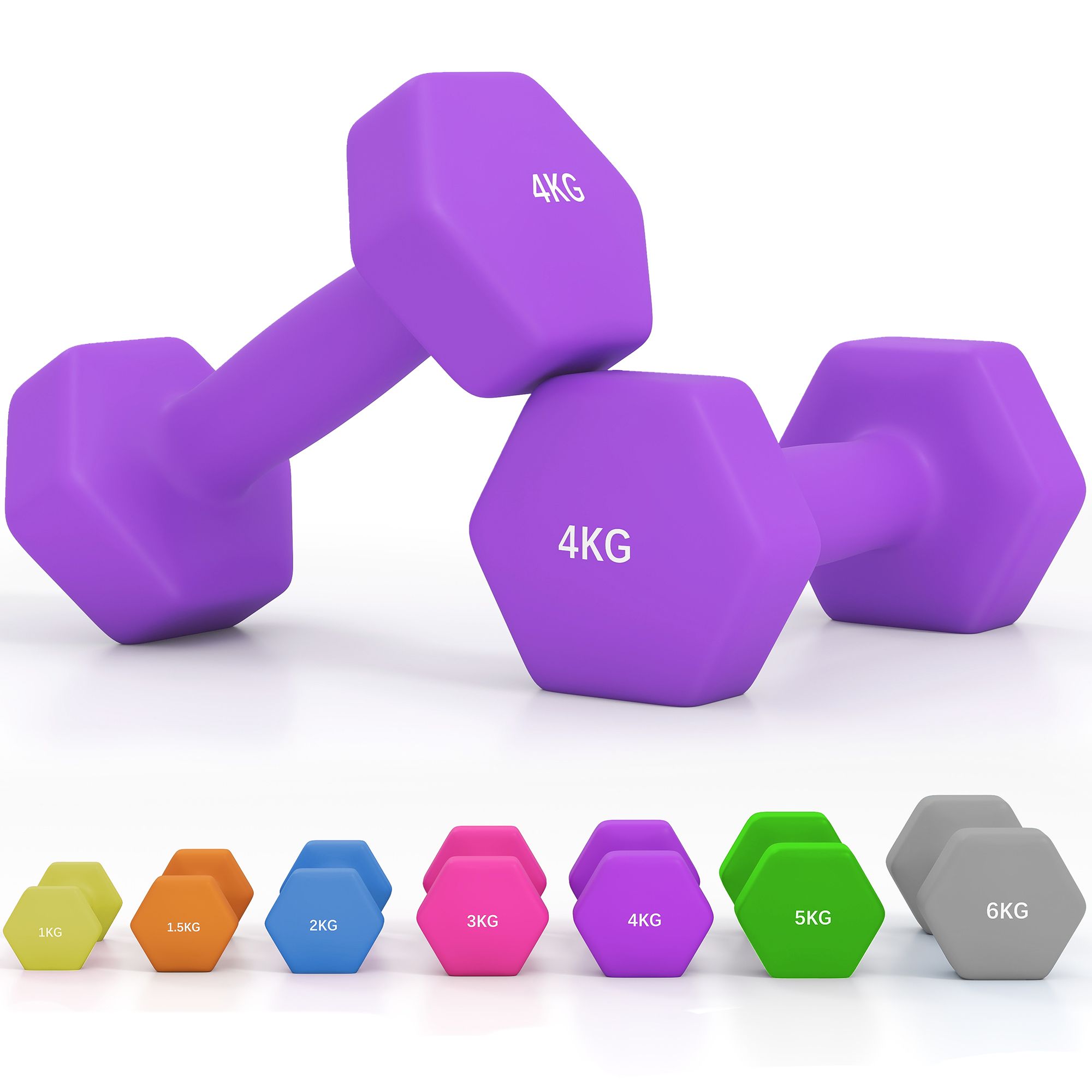 SPORTNOW Dumbbells, Hexagonal Weights Pair image 2