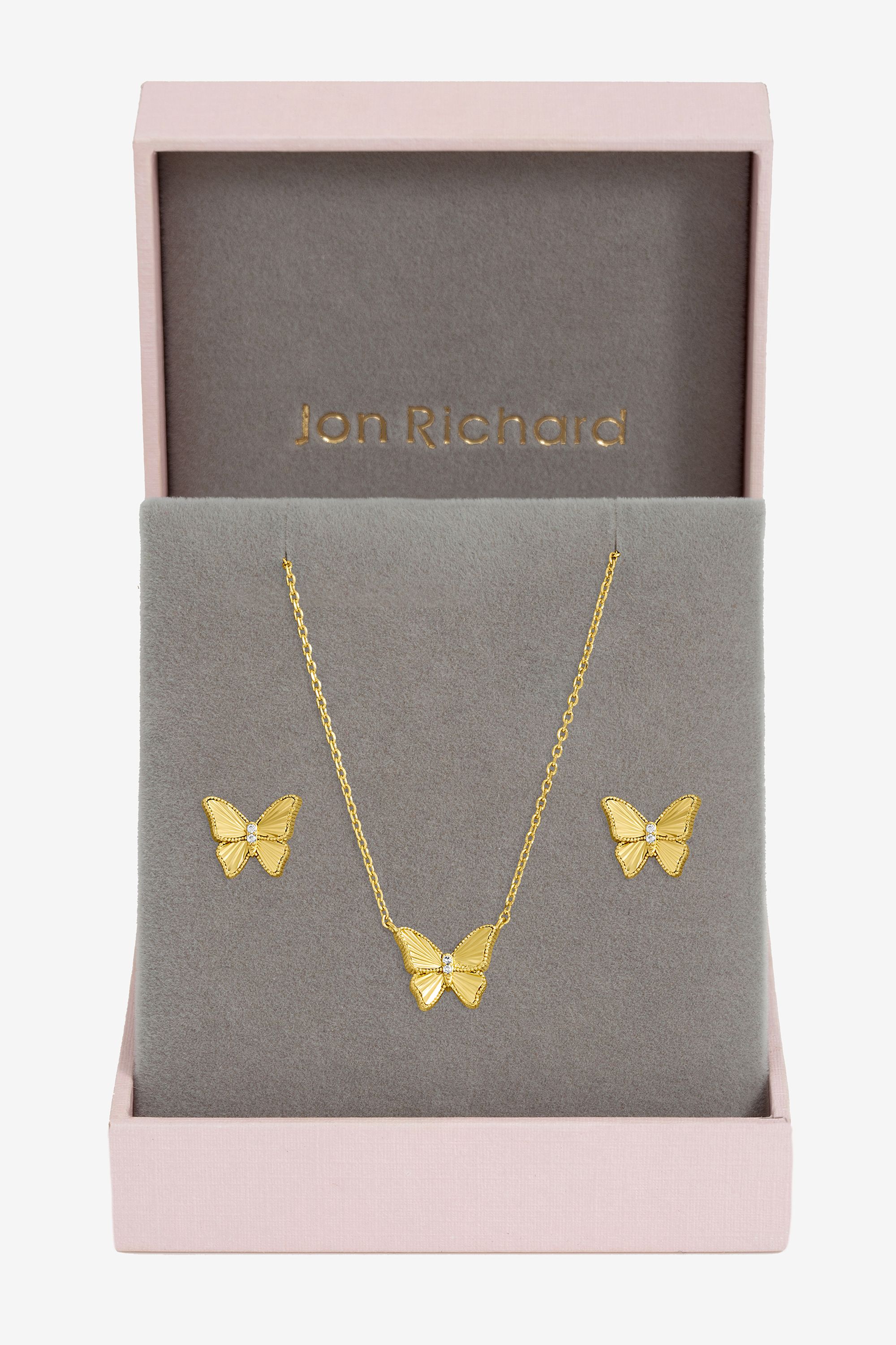Jon Richard Gold Plated Diamond Cut Butterfly Set - Gift Box image 1