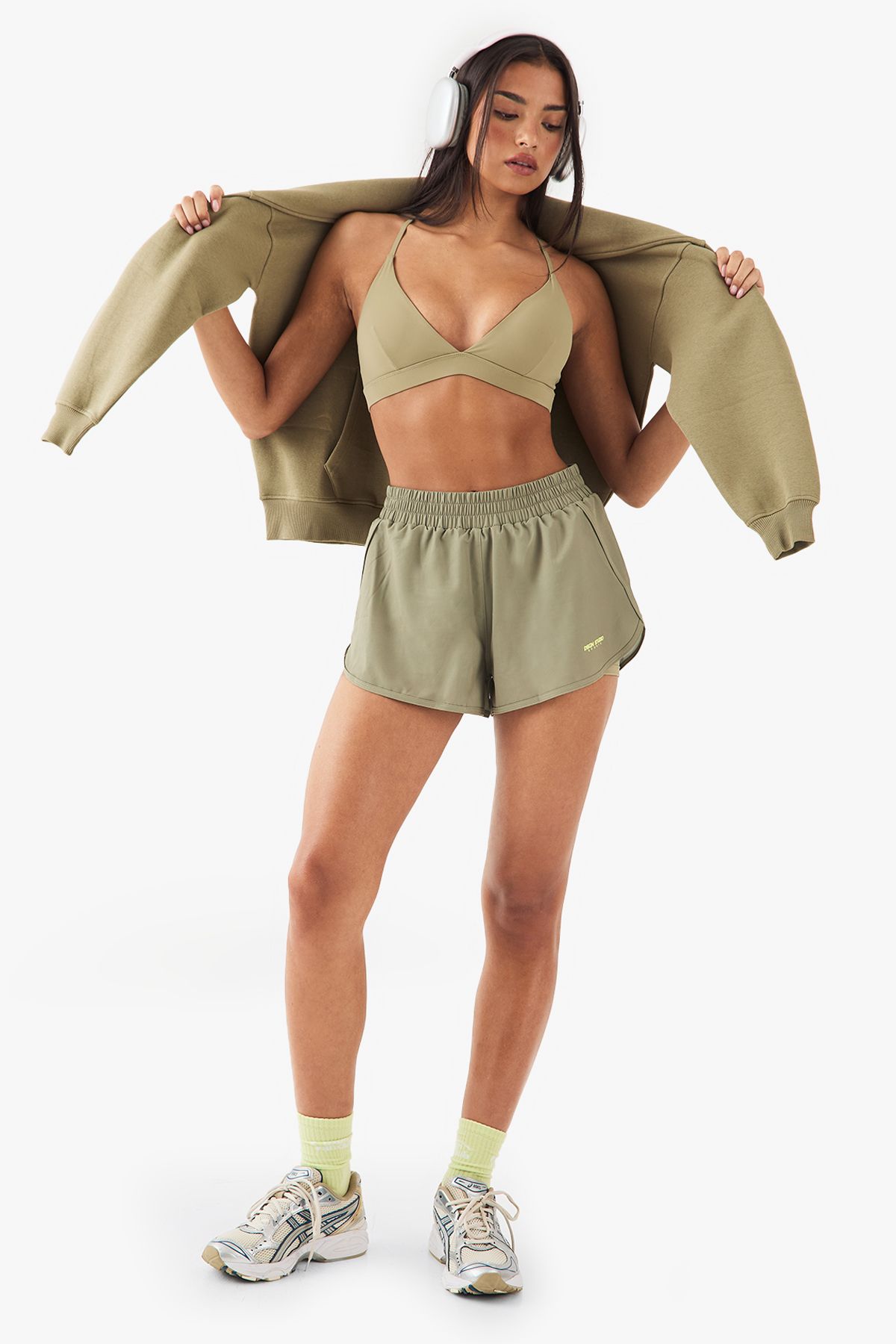 DSGN Studio DSGN Studio High Waist 2 in 1 Running Short Khaki image 3