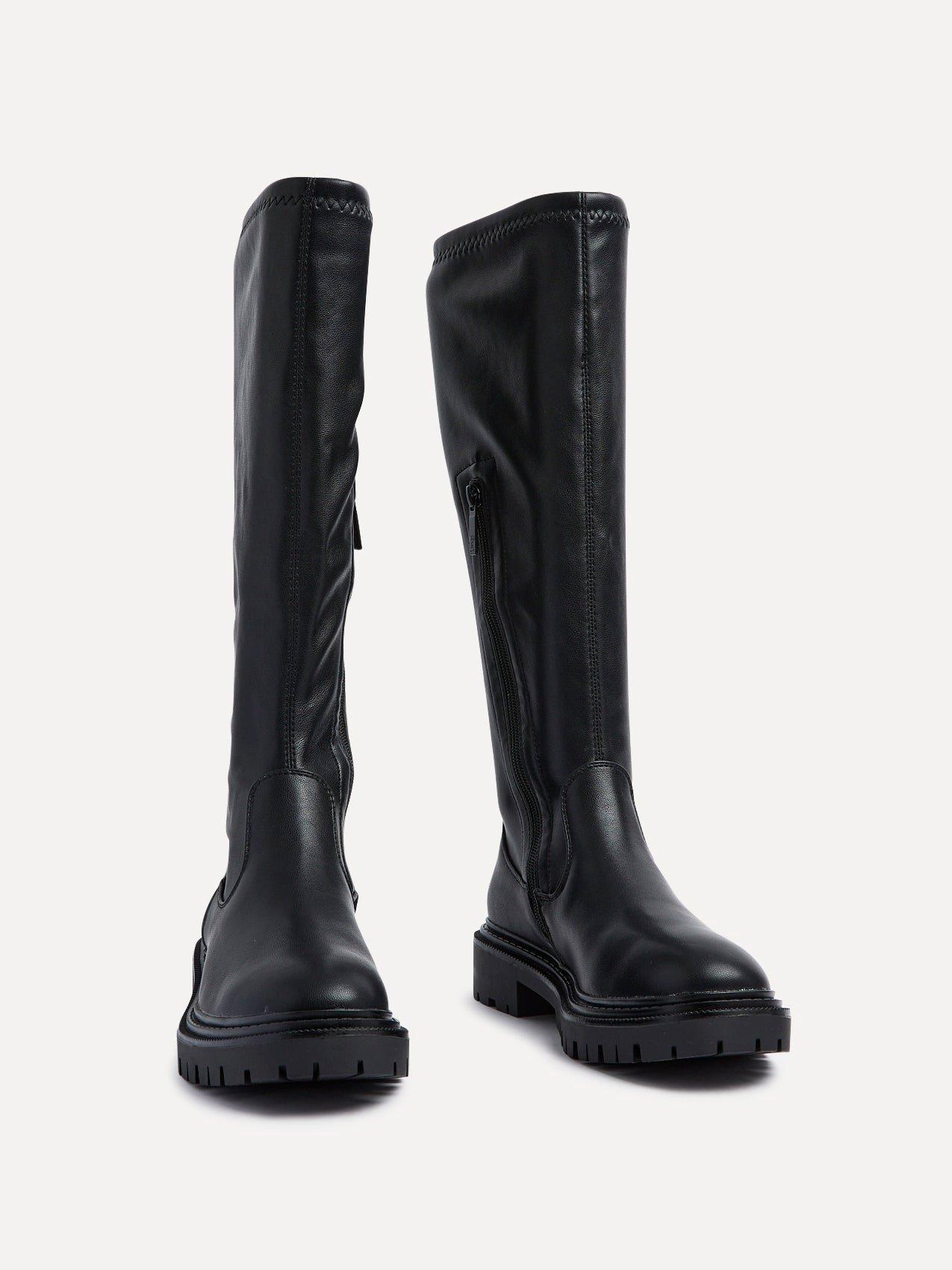 Linzi Hallie Black Faux Leather High Leg Stretch Boot image 3
