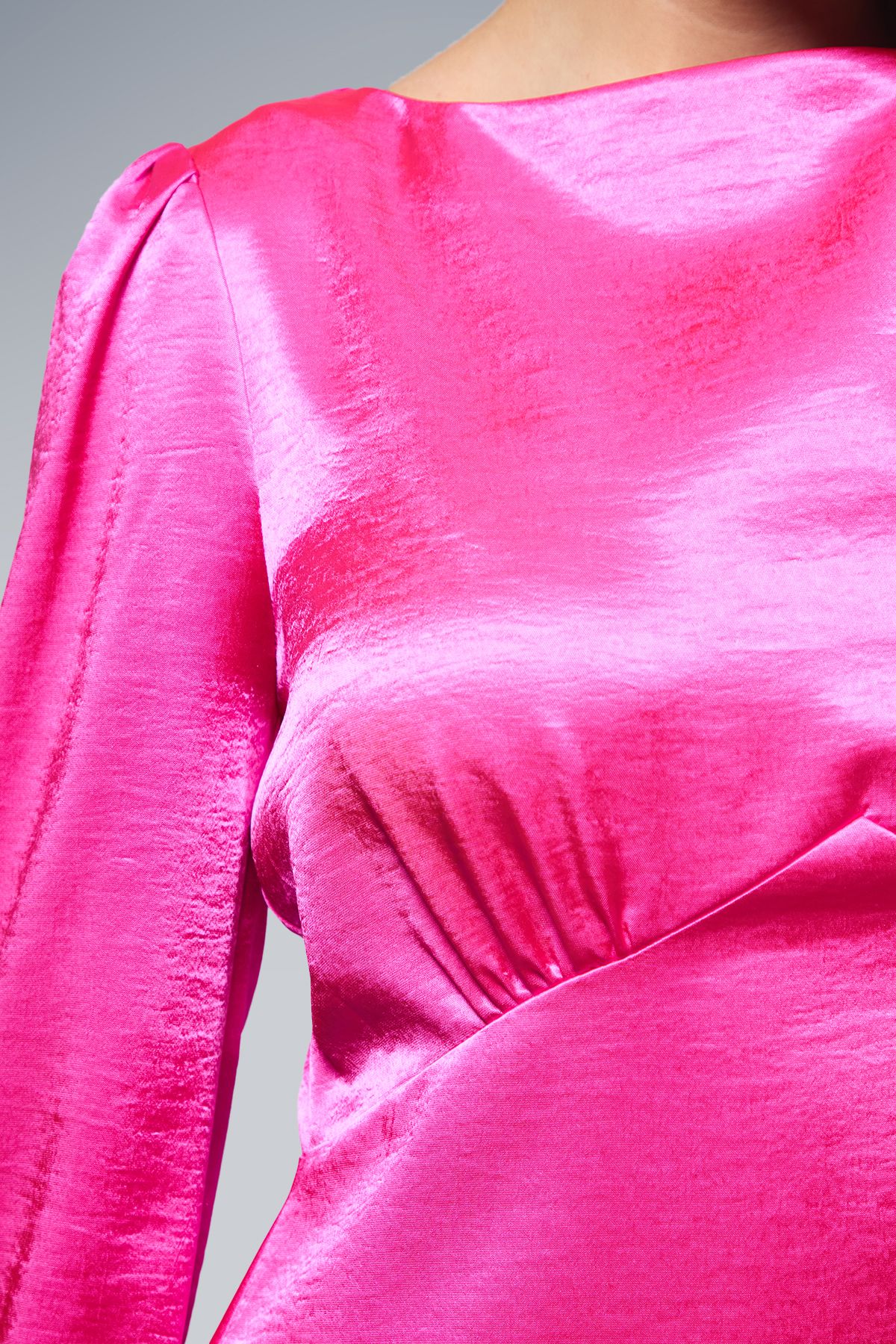 Dorothy Perkins DP Luxe Blouson Empire Sleeve Seam Detail Midi Dress Pink image 5