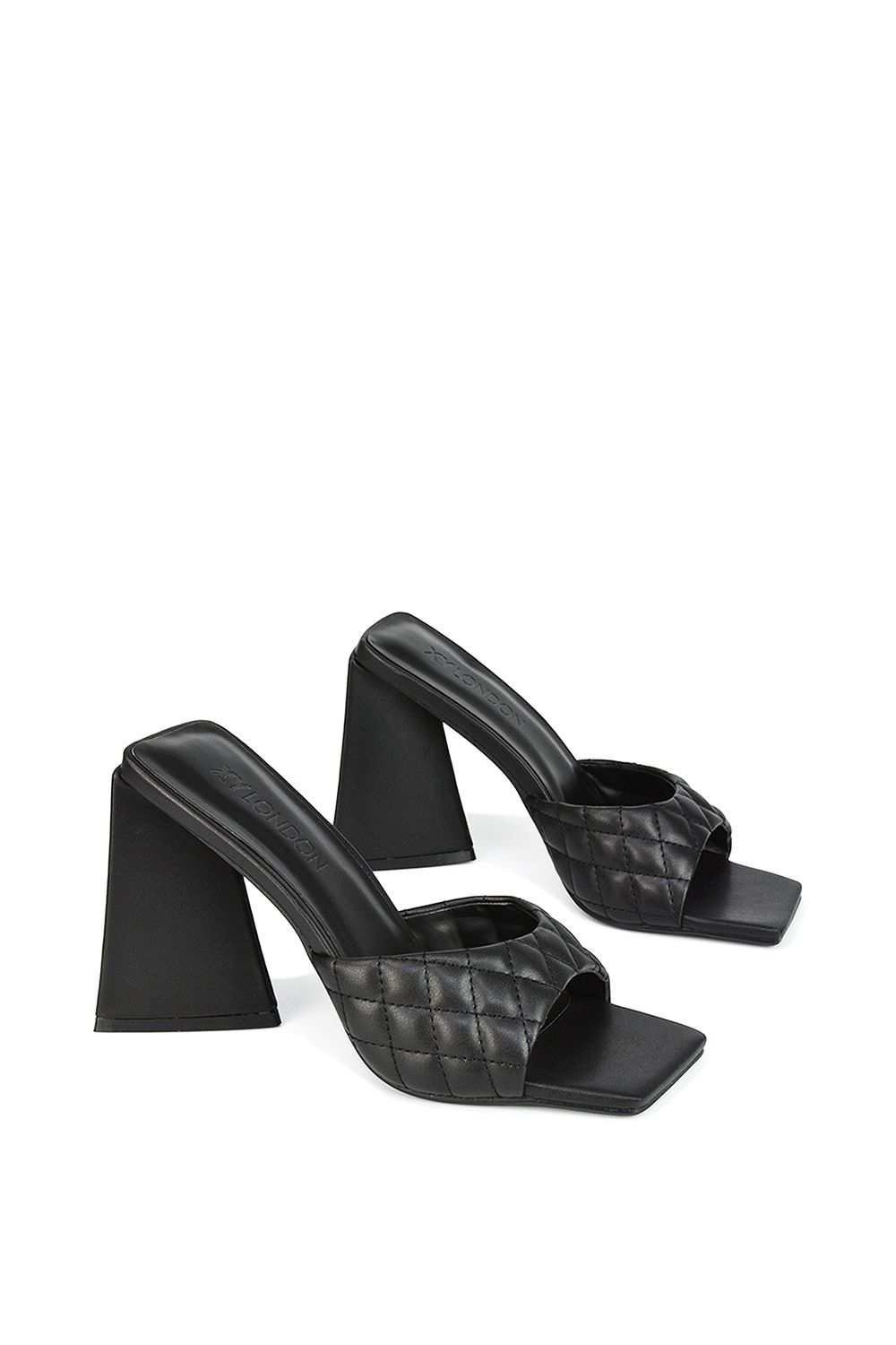 XY London 'Maylin' Quilted Square Toe Sculptured Flared High Heels image 4
