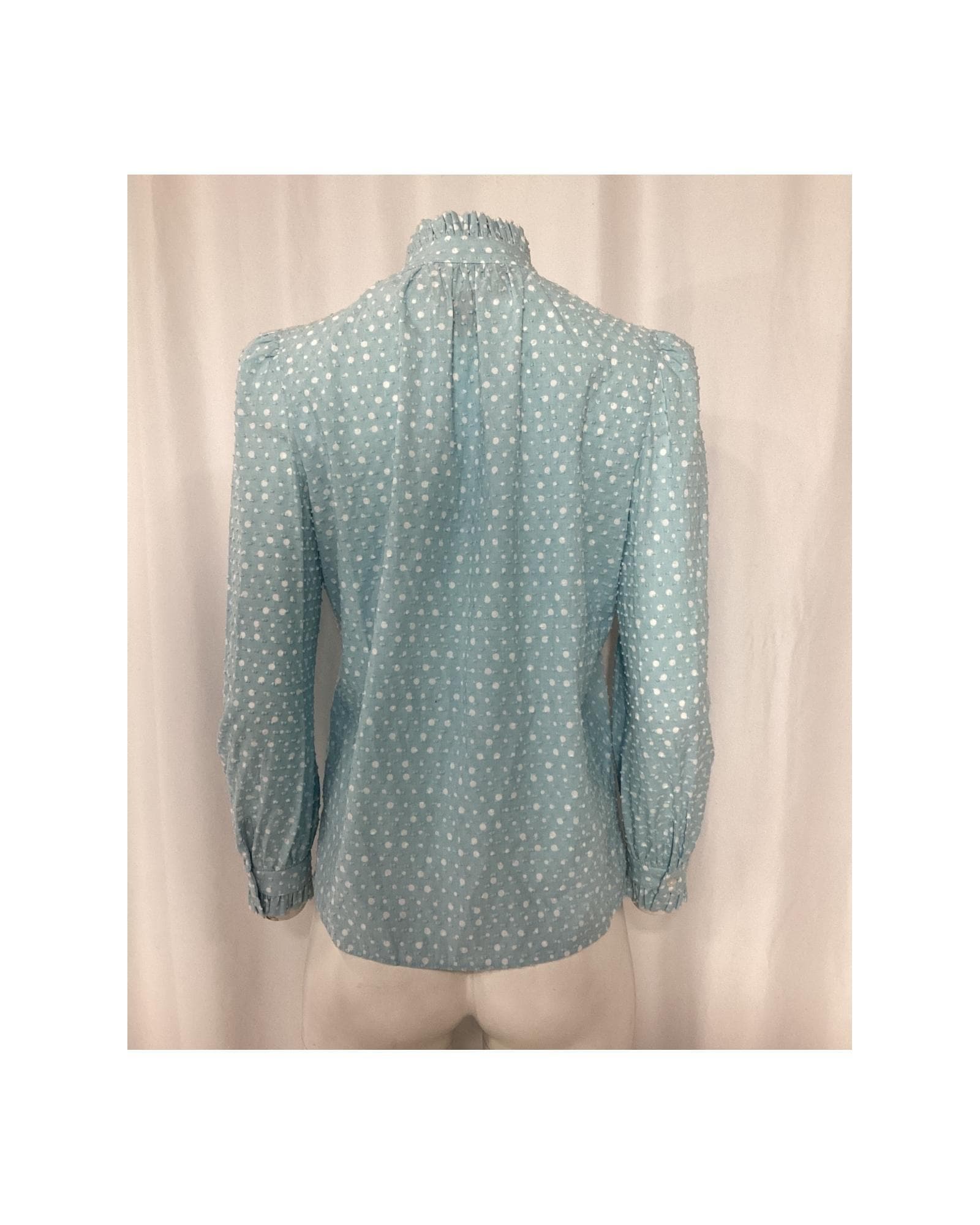 Marc Jacobs Preloved Polka Dot High Neck Blouse Wo - Blue | Light Blue image 7