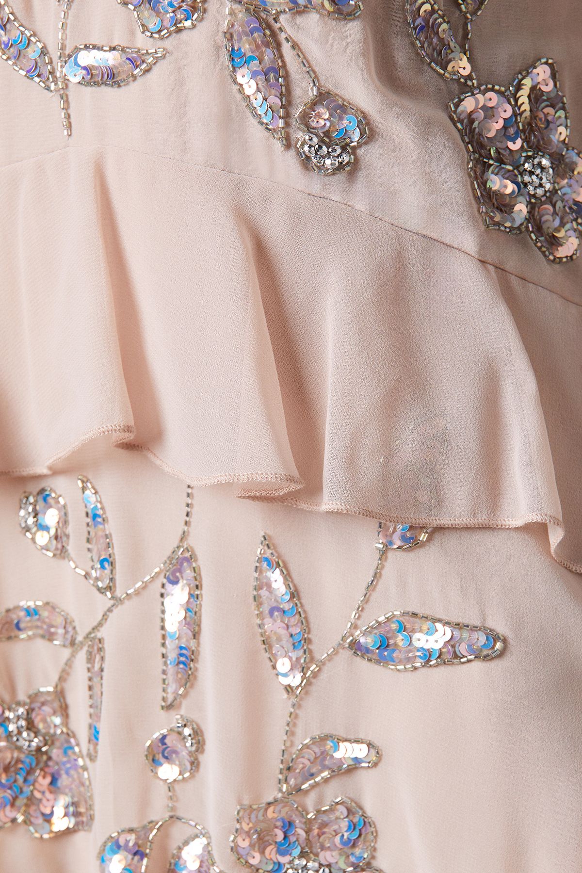 Coast Sequin Long Sleeve Ruffle Mini Dress Nude image 5