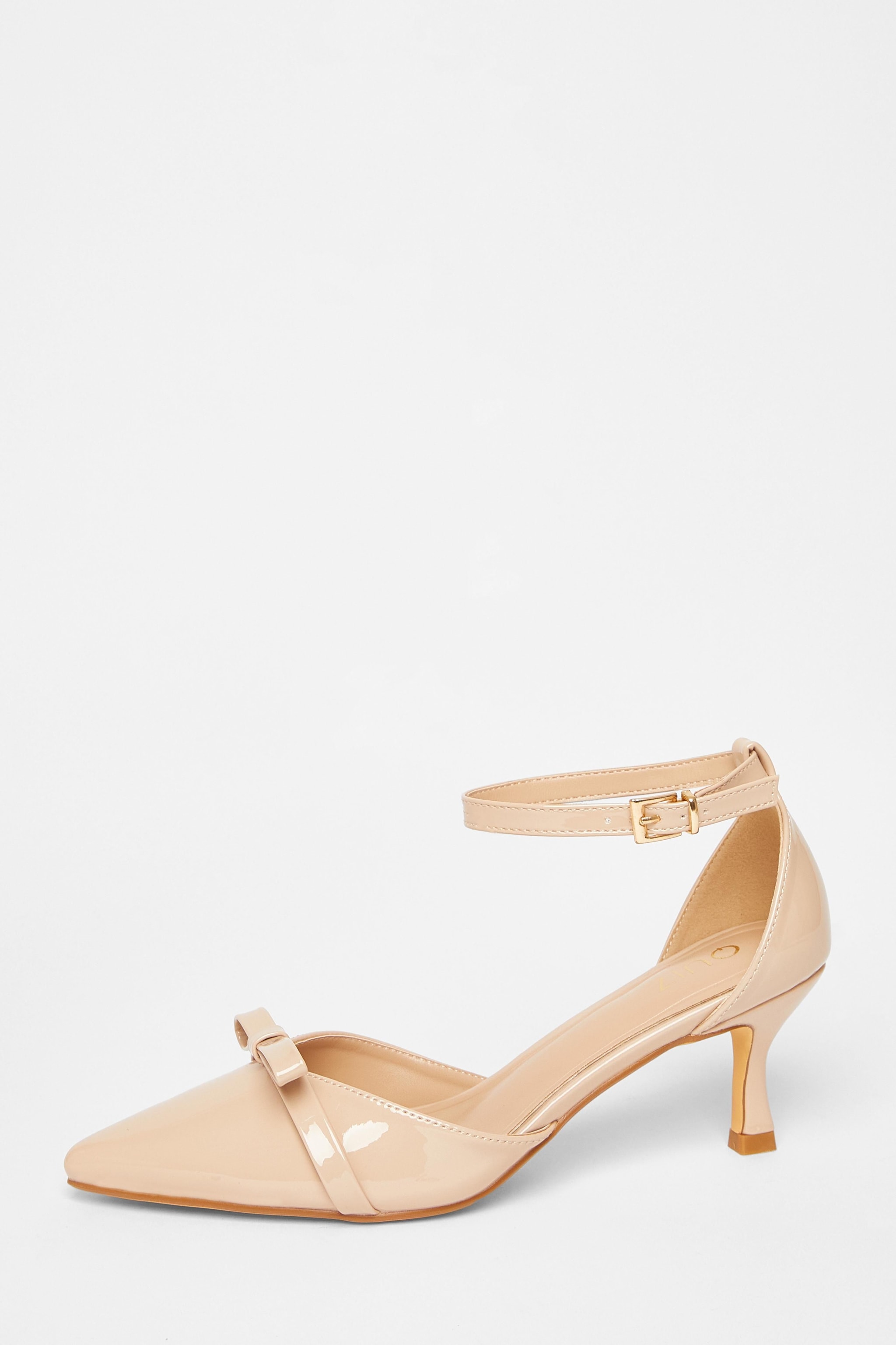 Quiz Nude Patent Bow Court Heels image 3