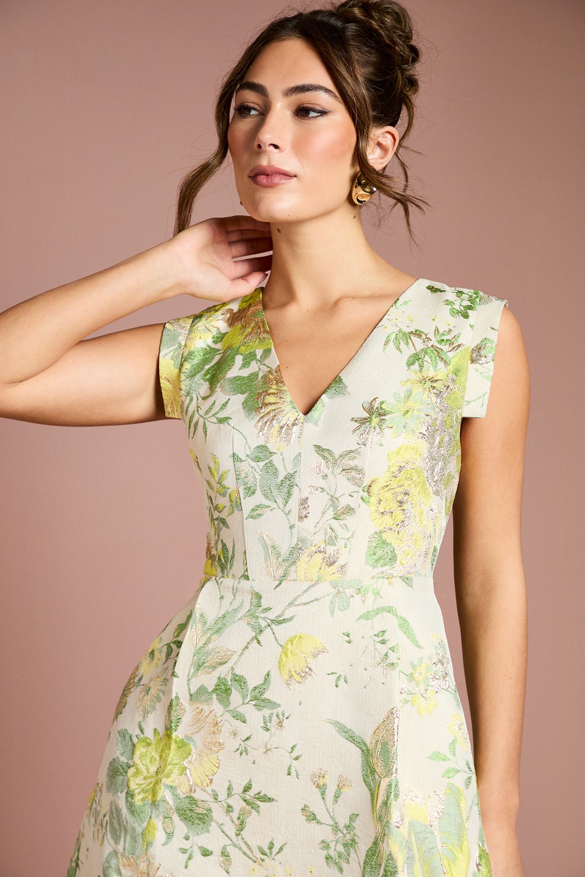 Coast Floral Jacquard Midi Dress Green image 4