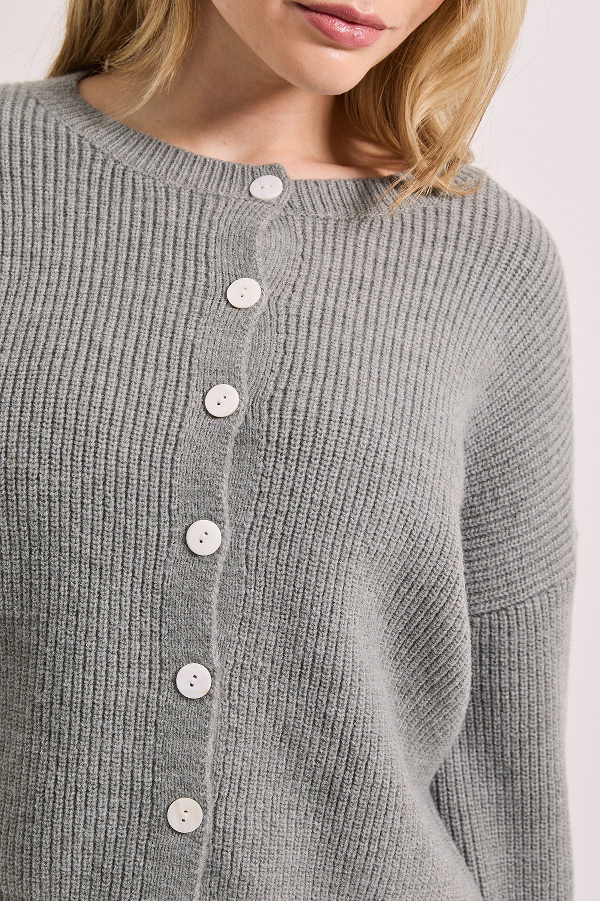 Dorothy Perkins Soft Contrast Button Cardigan Grey Marl image 5