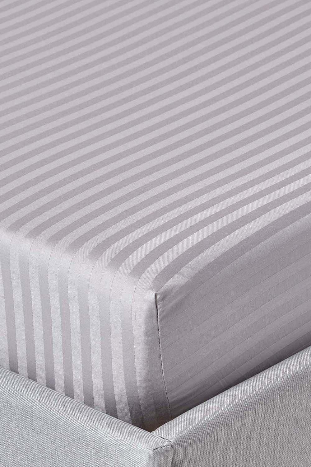 Homescapes Egyptian Cotton Satin Stripe Fitted Sheet 12 inch 330 Thread Count image 1