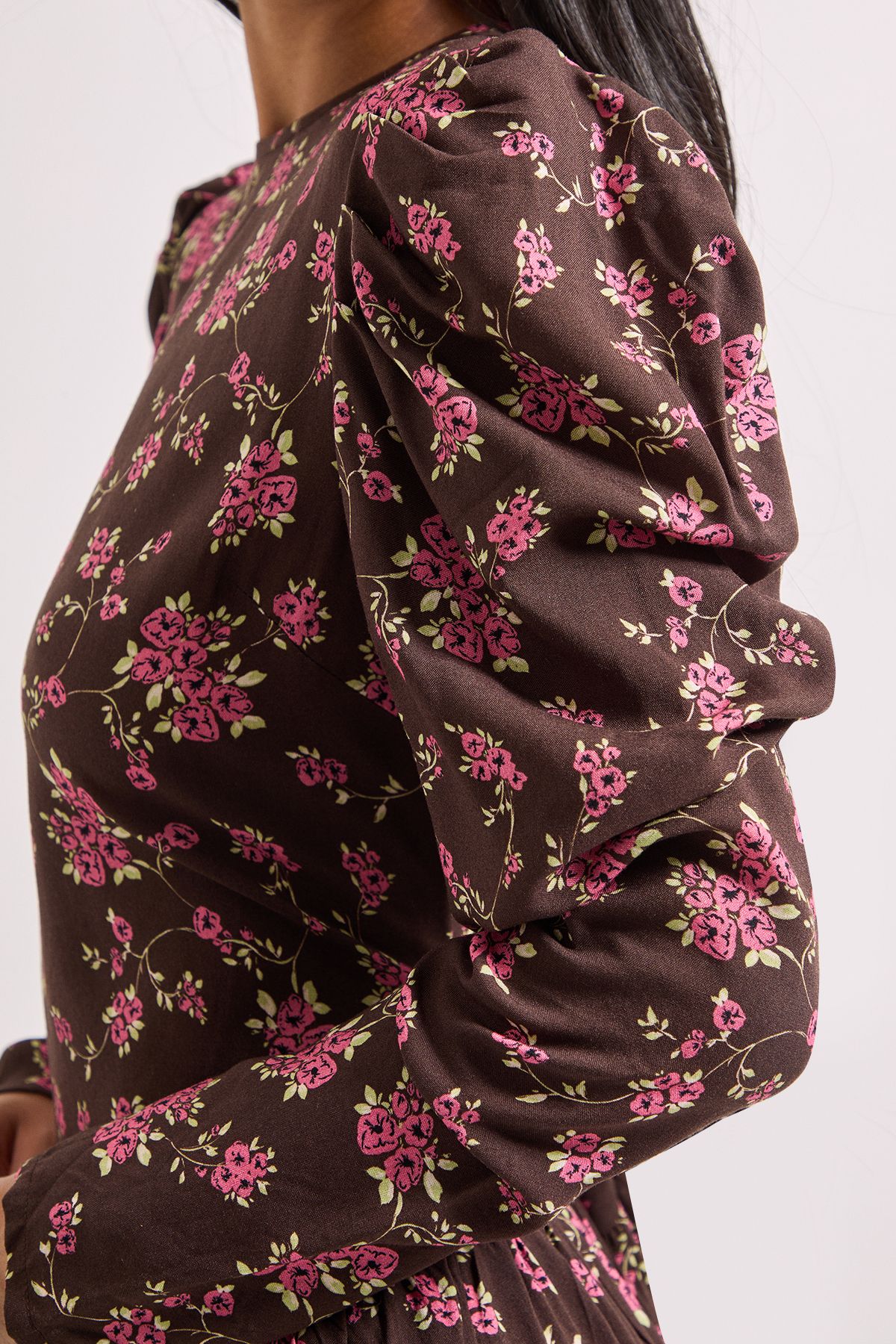 Dorothy Perkins Petite Dropped Waist A-line Midi Dress Chocolate image 5