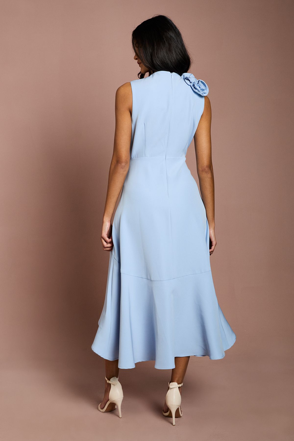 Coast Petite 3D Corsage High Low Dress Pastel Blue image 3
