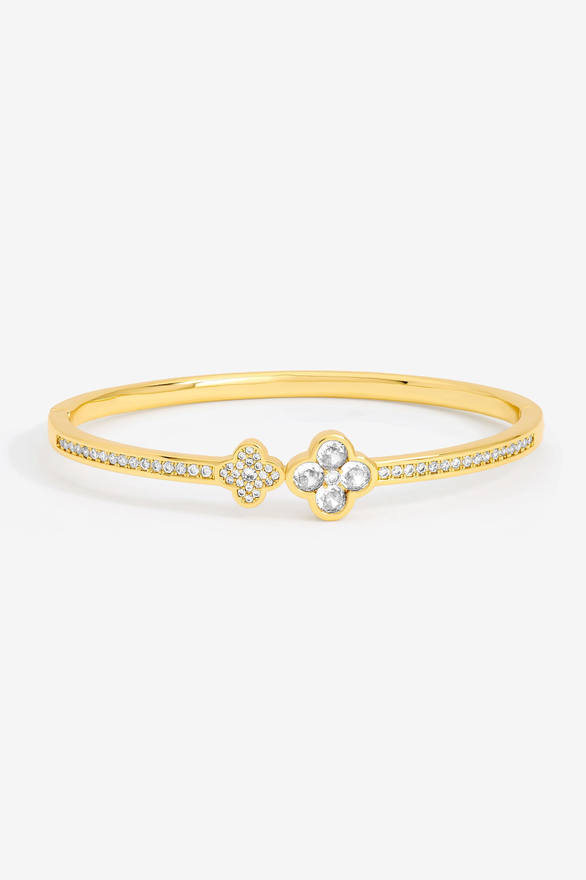 Jon Richard Gold Plated and Pave Clover Bangle image 1