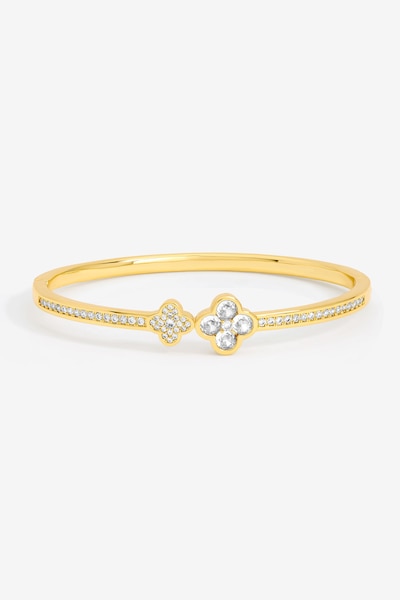 Jon Richard Gold Plated and Pave Clover Bangle