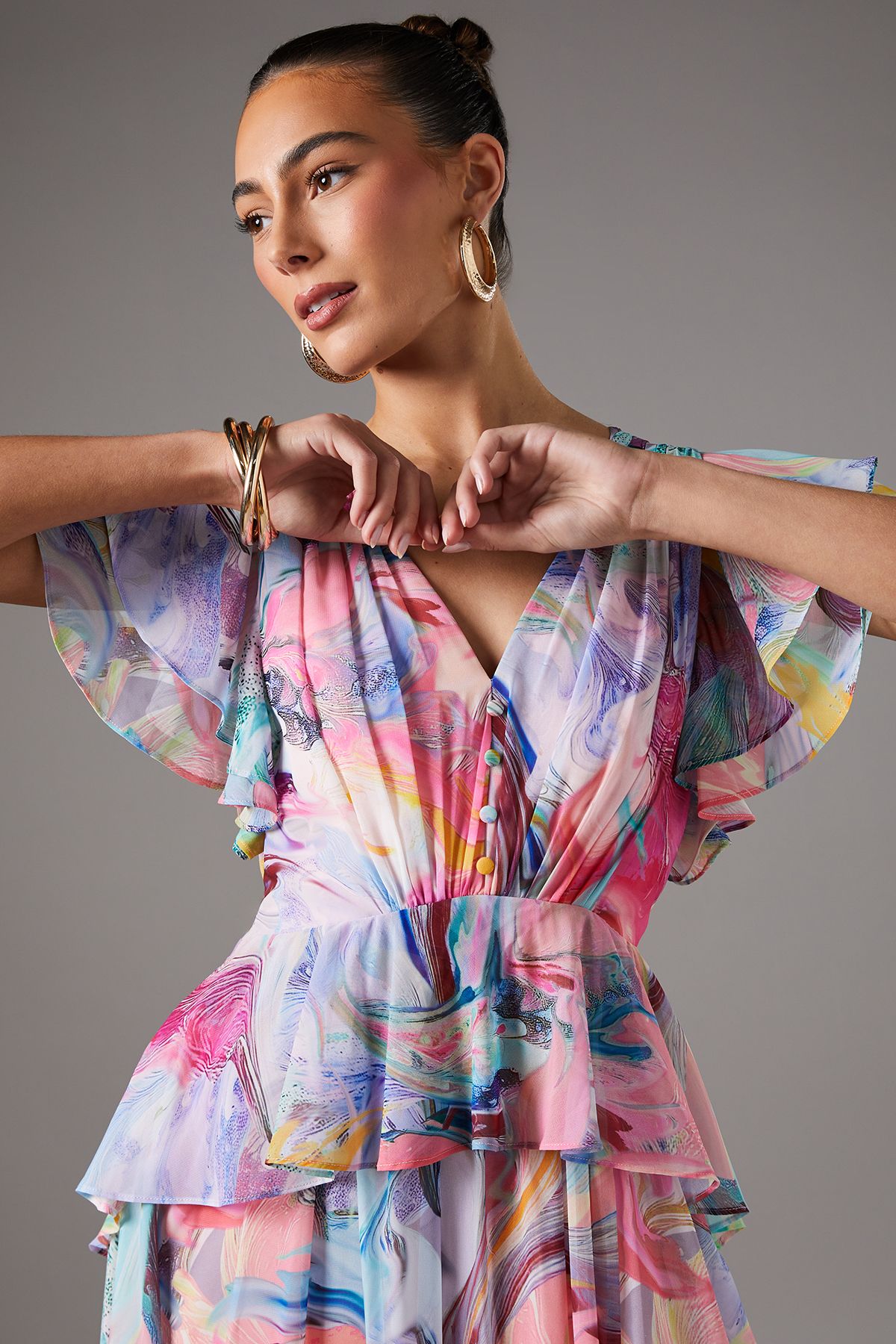 Coast Printed V Neck Maxi Dress Multi image 3