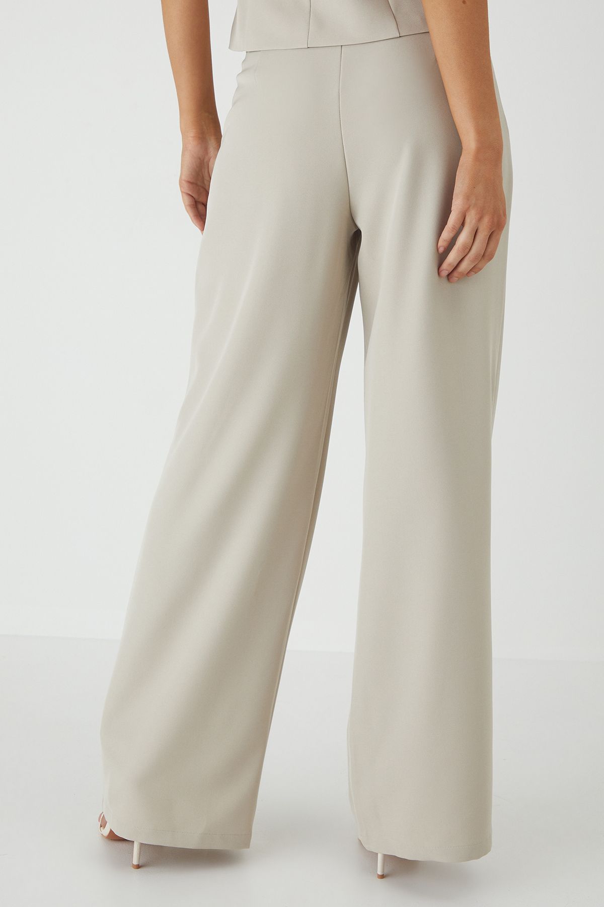 MissPap Tailored Wide Leg Pleat Detail Trousers Stone image 3