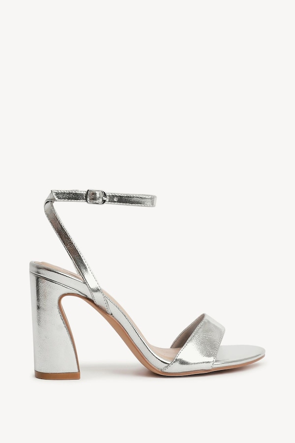 Linzi Trance Silver Faux Leather Block Heel