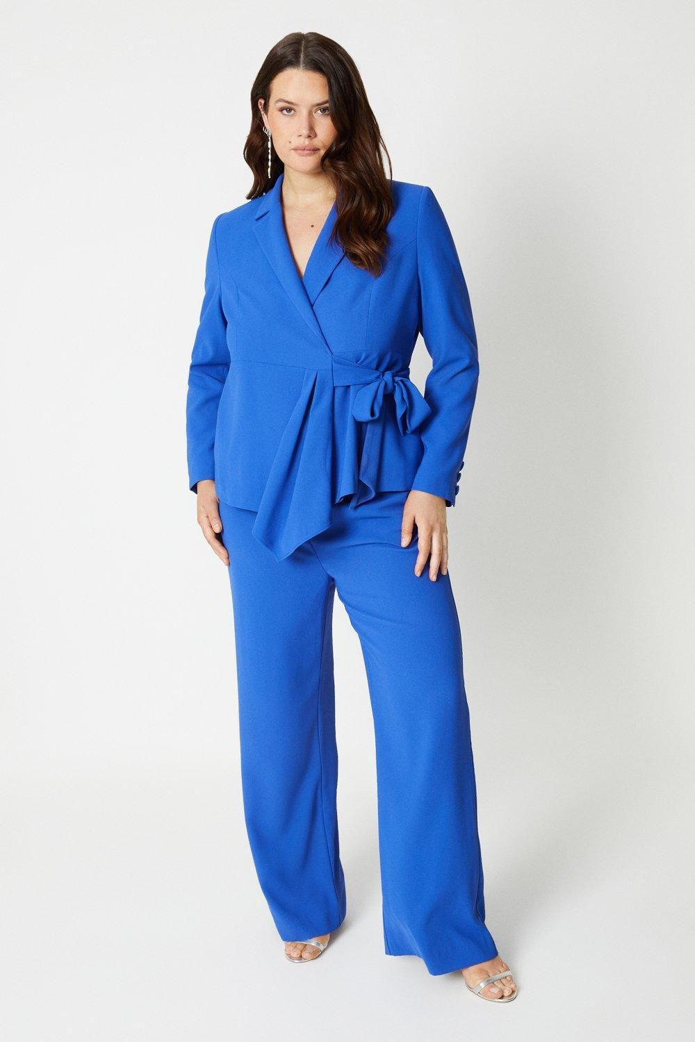 Coast Plus Size Waterfall Drape Wrap Blazer Blue