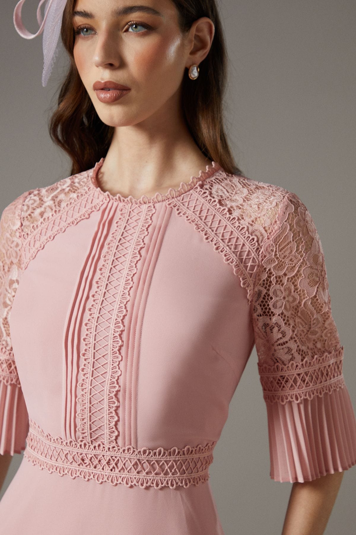 Coast Lace Insert Midi Dress Blush image 2