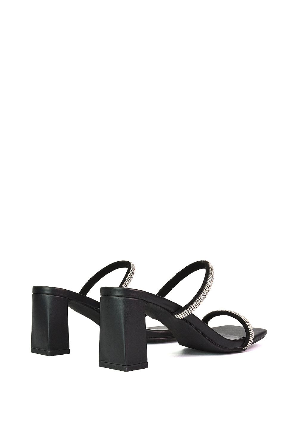XY London 'Holden' Diamante Strap Square Toe Mid Block Heel Sandal Mules image 5