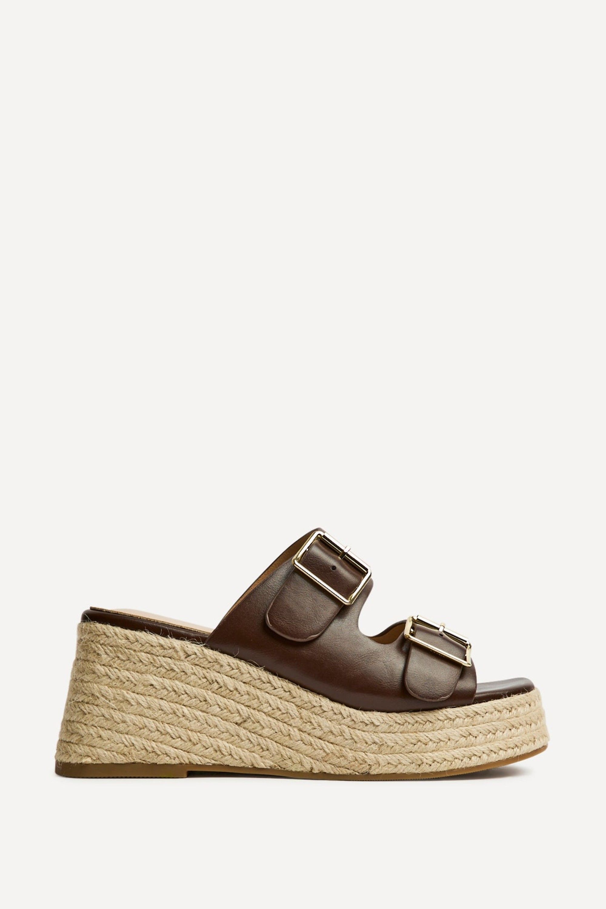 Linzi Impact Brown Espadrille Wedge Mules