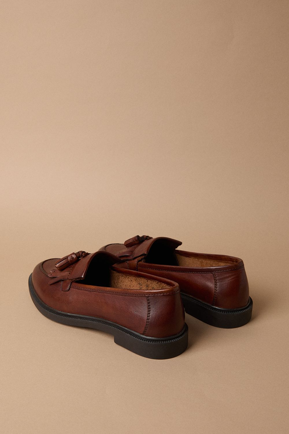 Oasis Brighton Real Leather Tassel Loafers Tan image 3