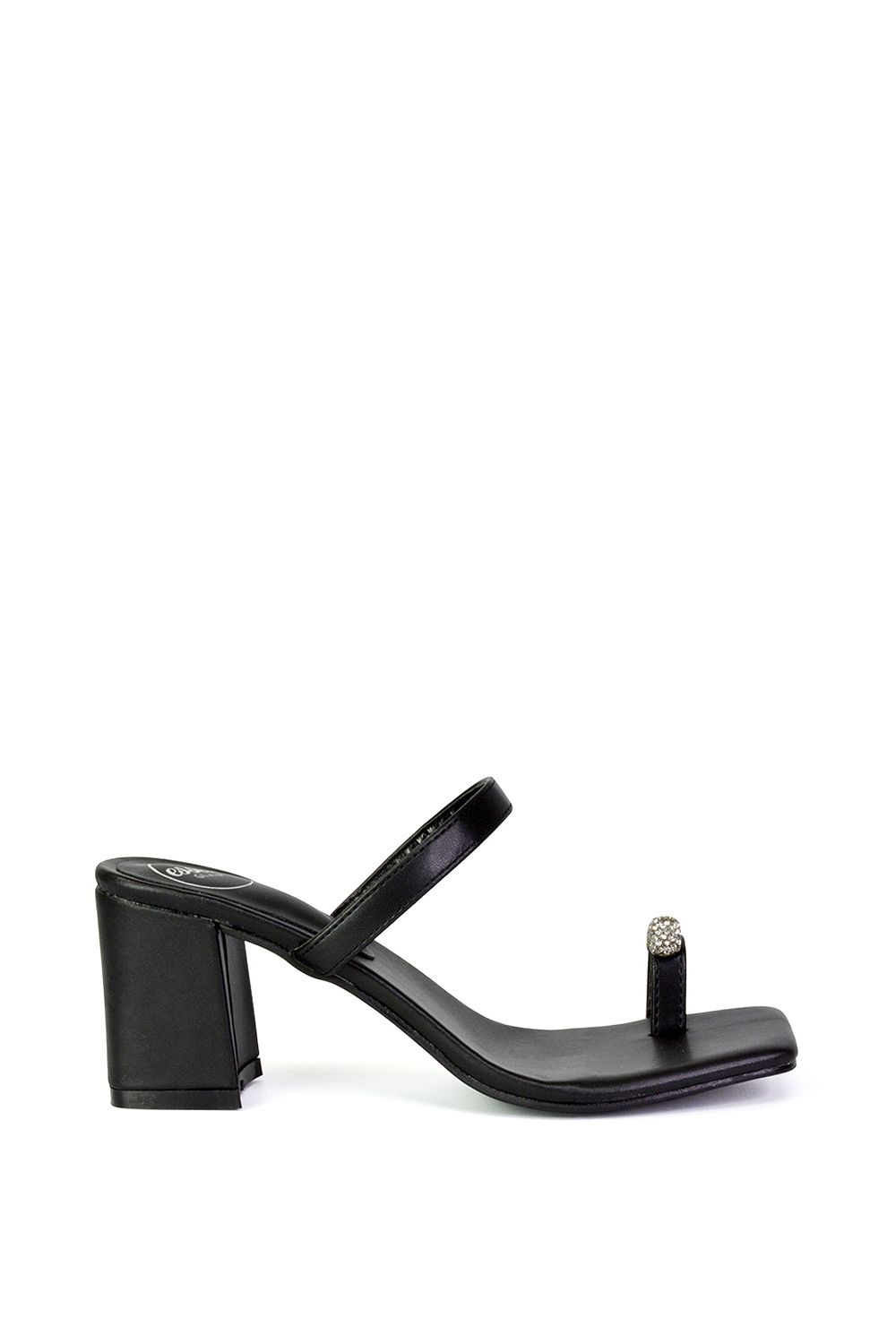 XY London 'Daiquiri' Double Strap Square Toe Ring Block Heel Sandals
