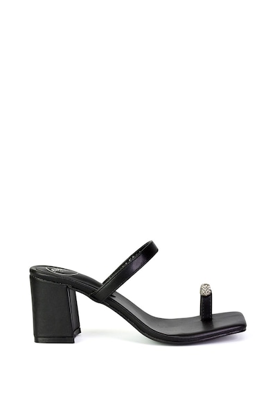 XY London 'Daiquiri' Double Strap Square Toe Ring Block Heel Sandals