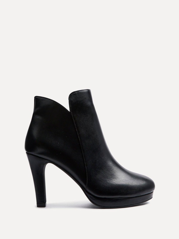 Linzi Layara Black Faux Leather Small Platform Ankle Boot