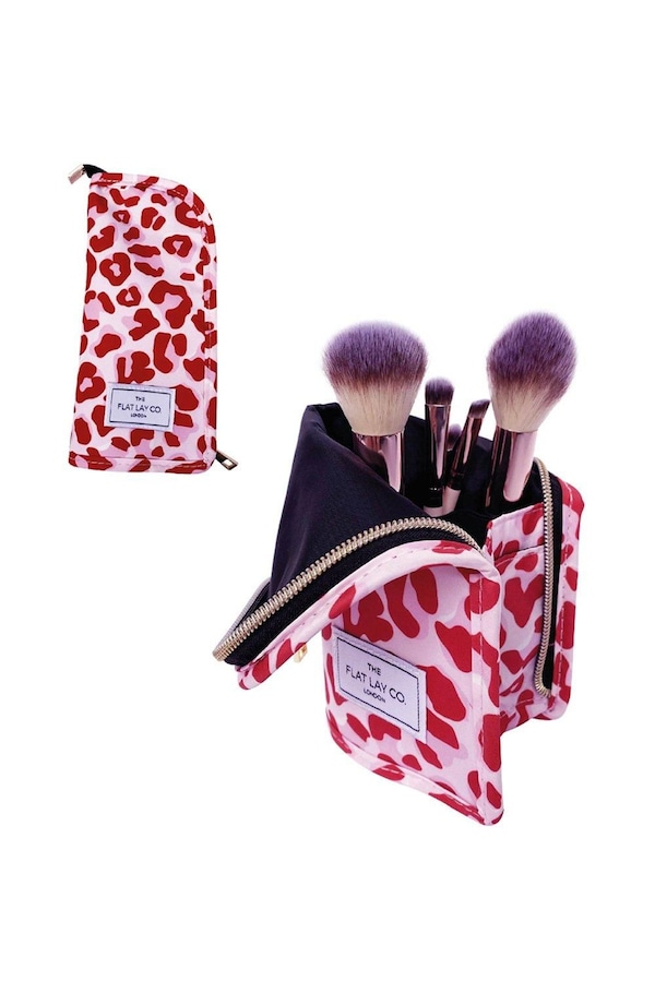 The Flat Lay Co Pink Leopard Brush Case Multi