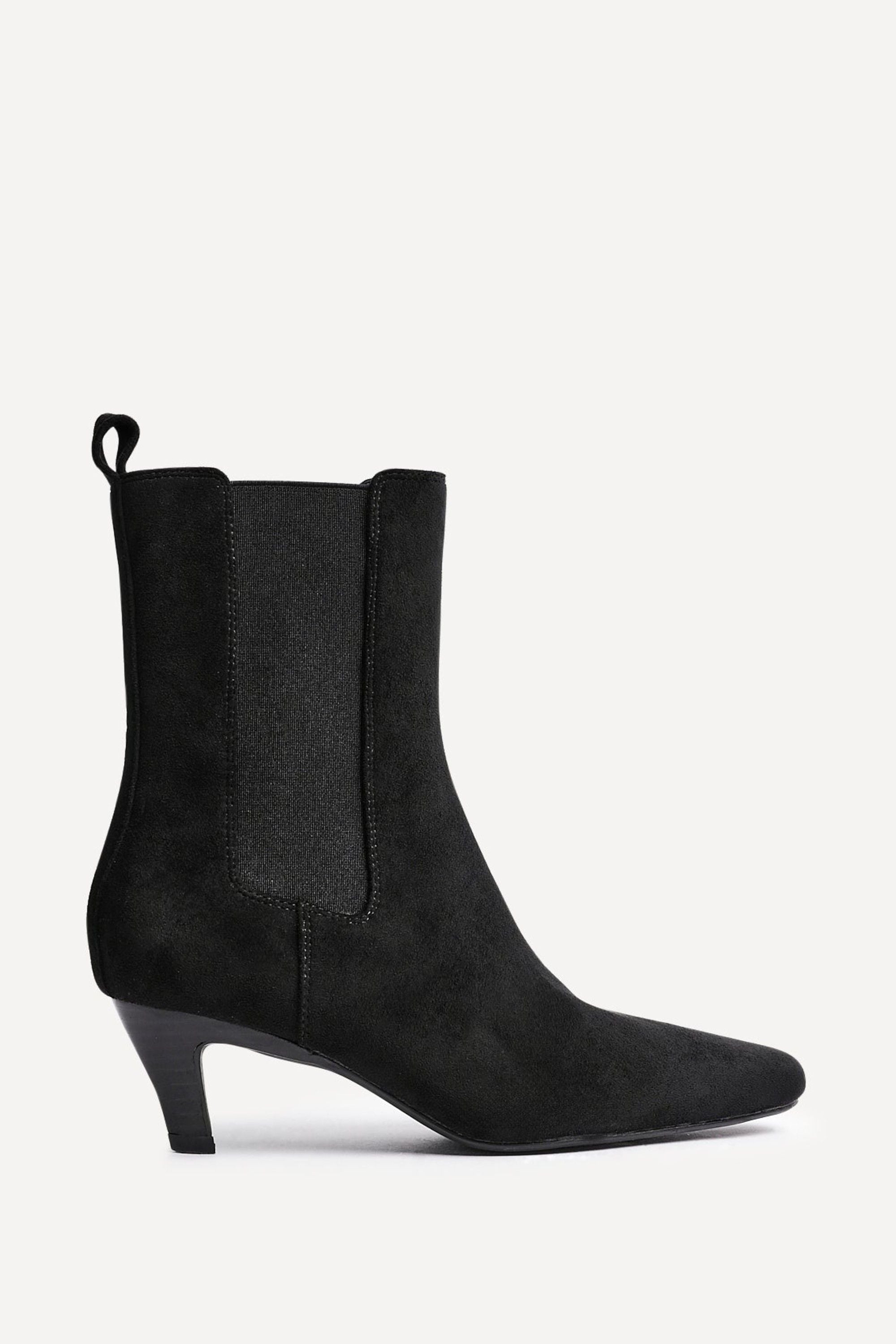 Linzi Ritual Black Faux Suede Kitten Heel Chelsea Boot