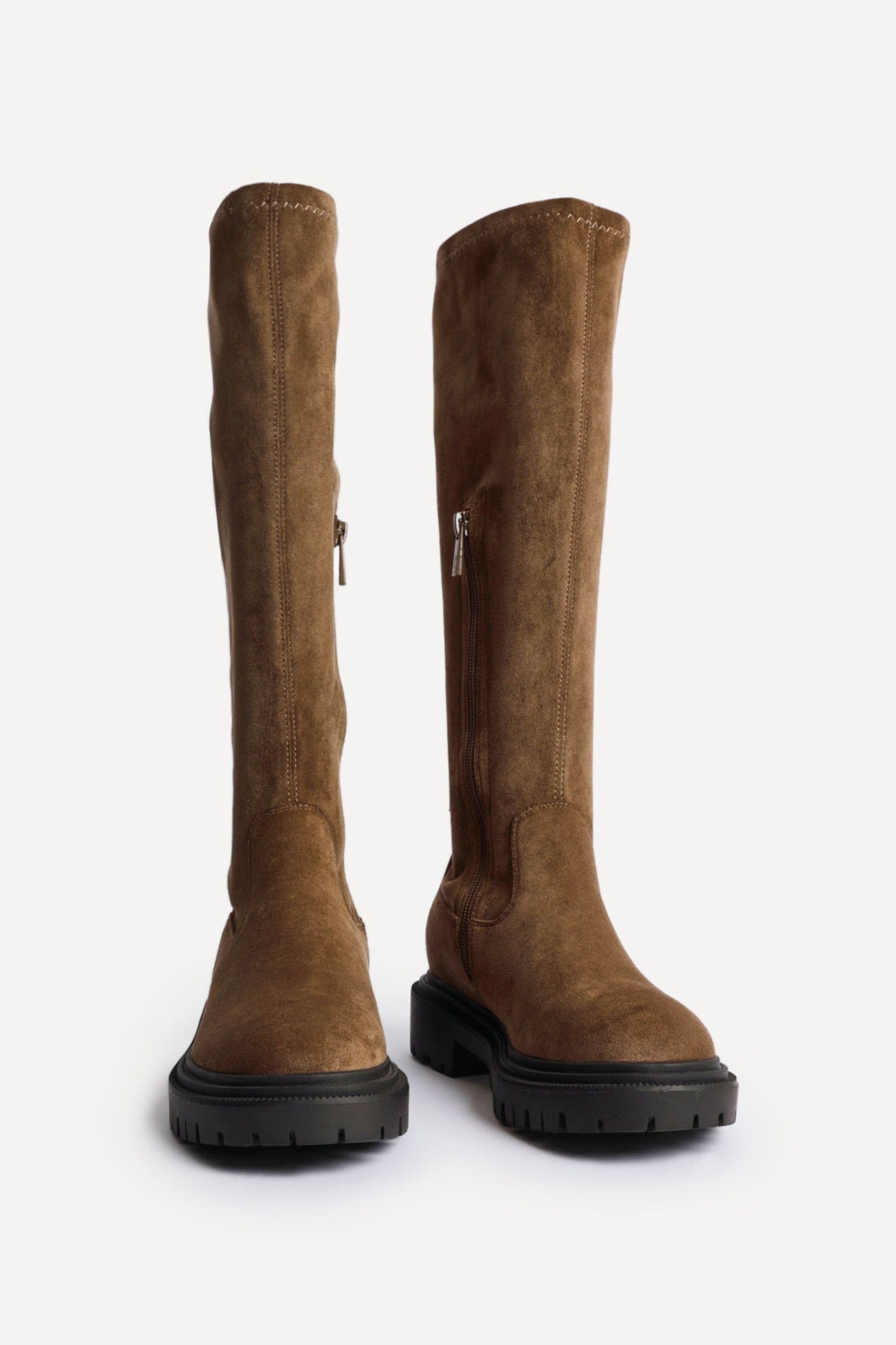 Linzi Hallie Tan Faux Suede Long Boots image 3