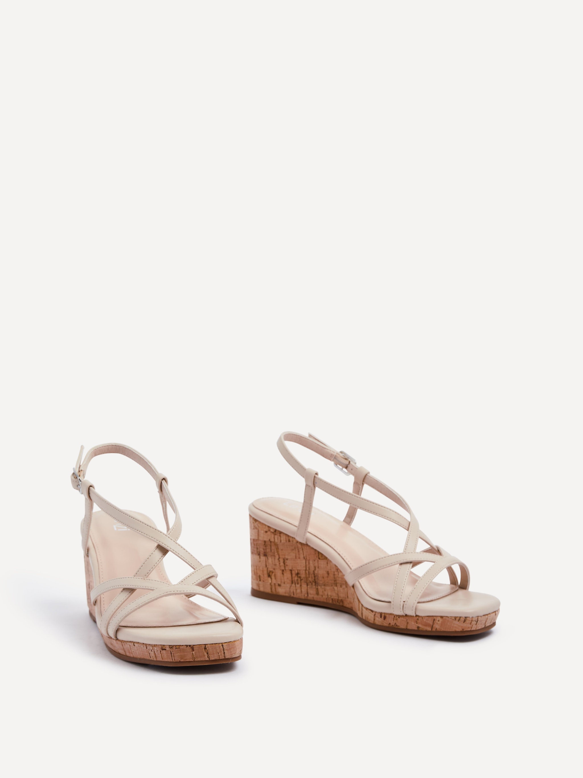 Linzi Safiya Nude Faux Leather Strappy Wedge Sandal image 3
