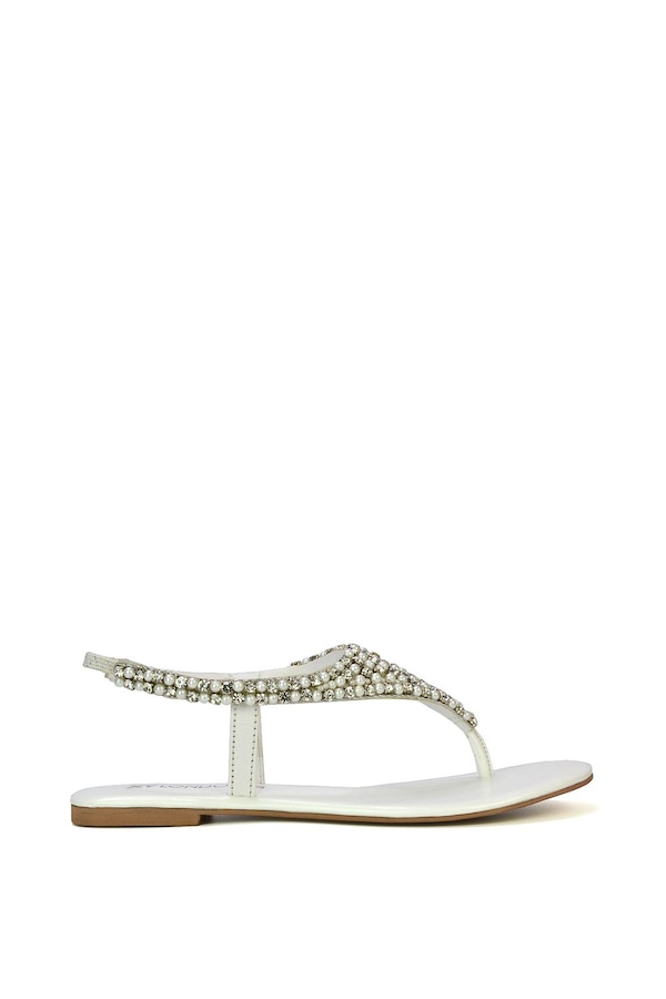 XY London 'Lauren' Embellished Toe Post Flat Sandals