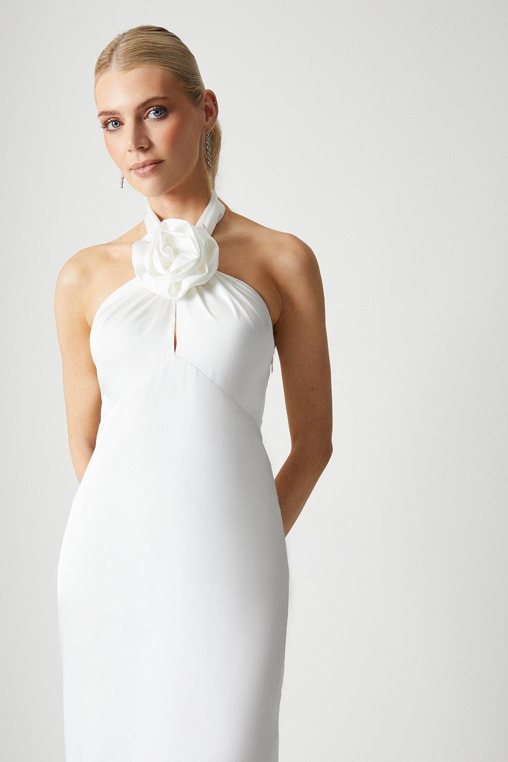 Coast Corsage Halterneck Satin Wedding Dress Ivory image 4