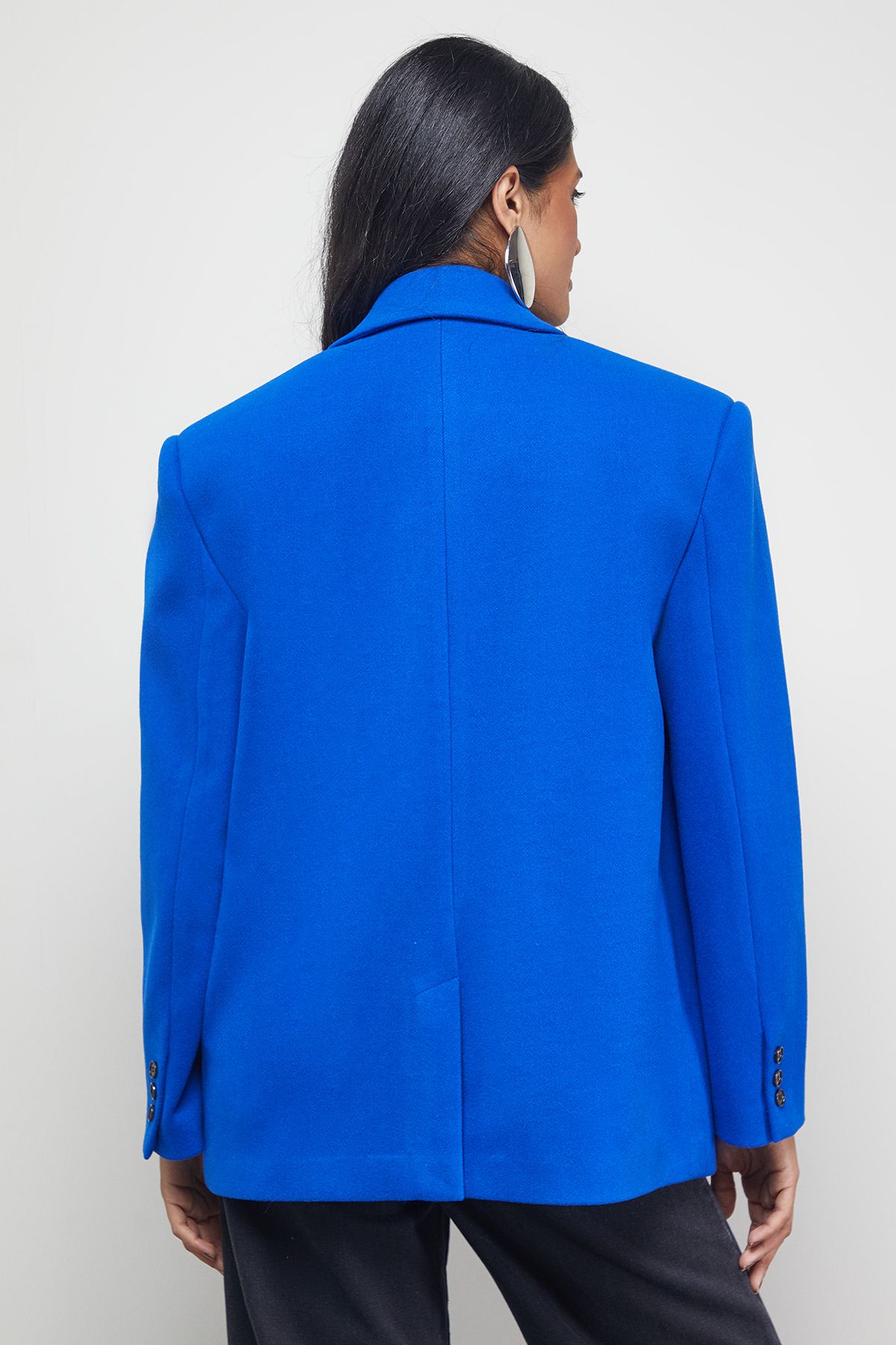 Warehouse Oversized Blazer Coat Dark Blue image 3