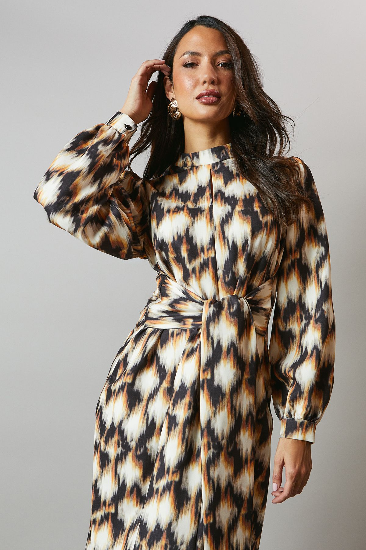 Principles Black Valerie Printed Keyhole Midi Dress Black image 2