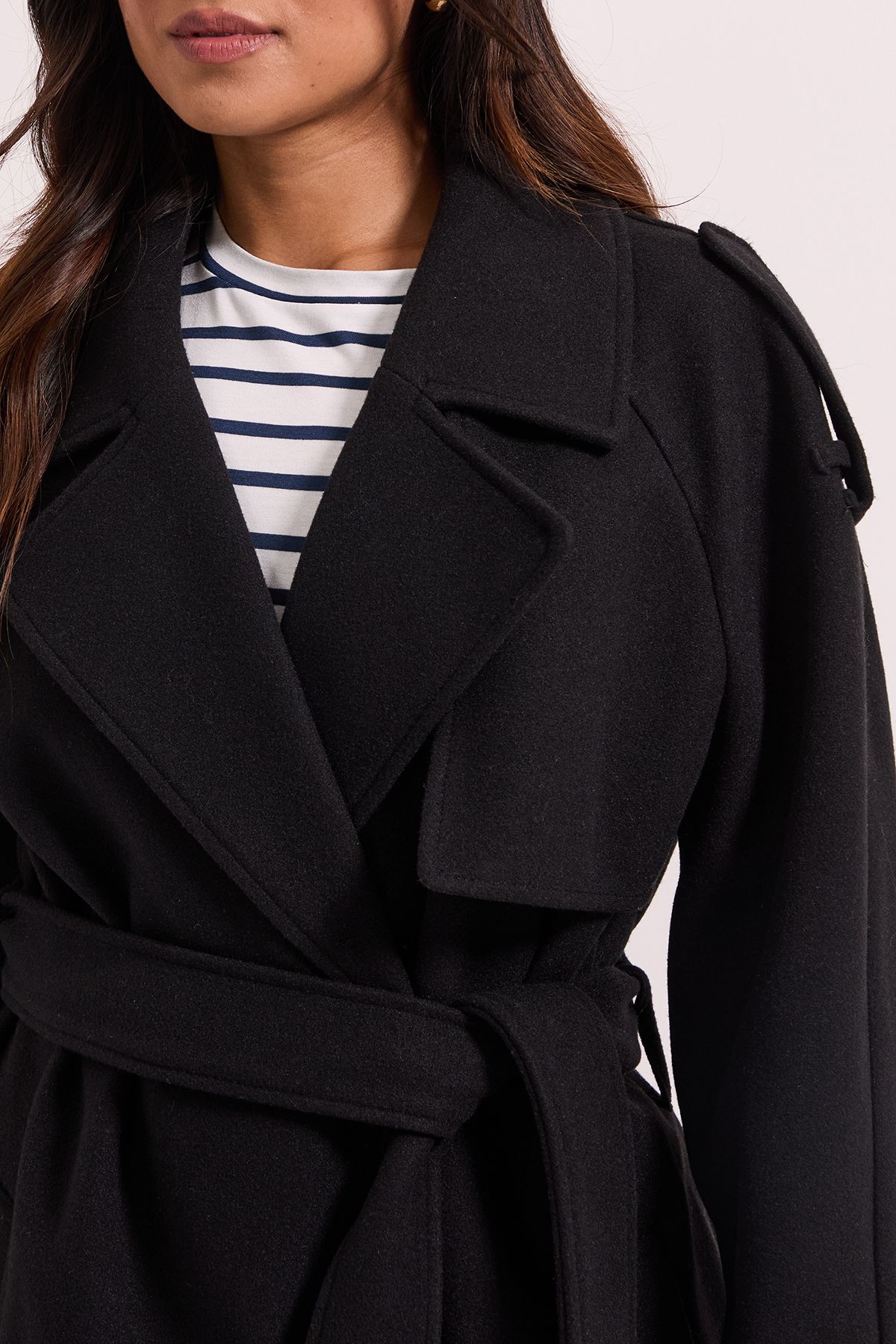 Dorothy Perkins Petite Belted Trench Black image 5