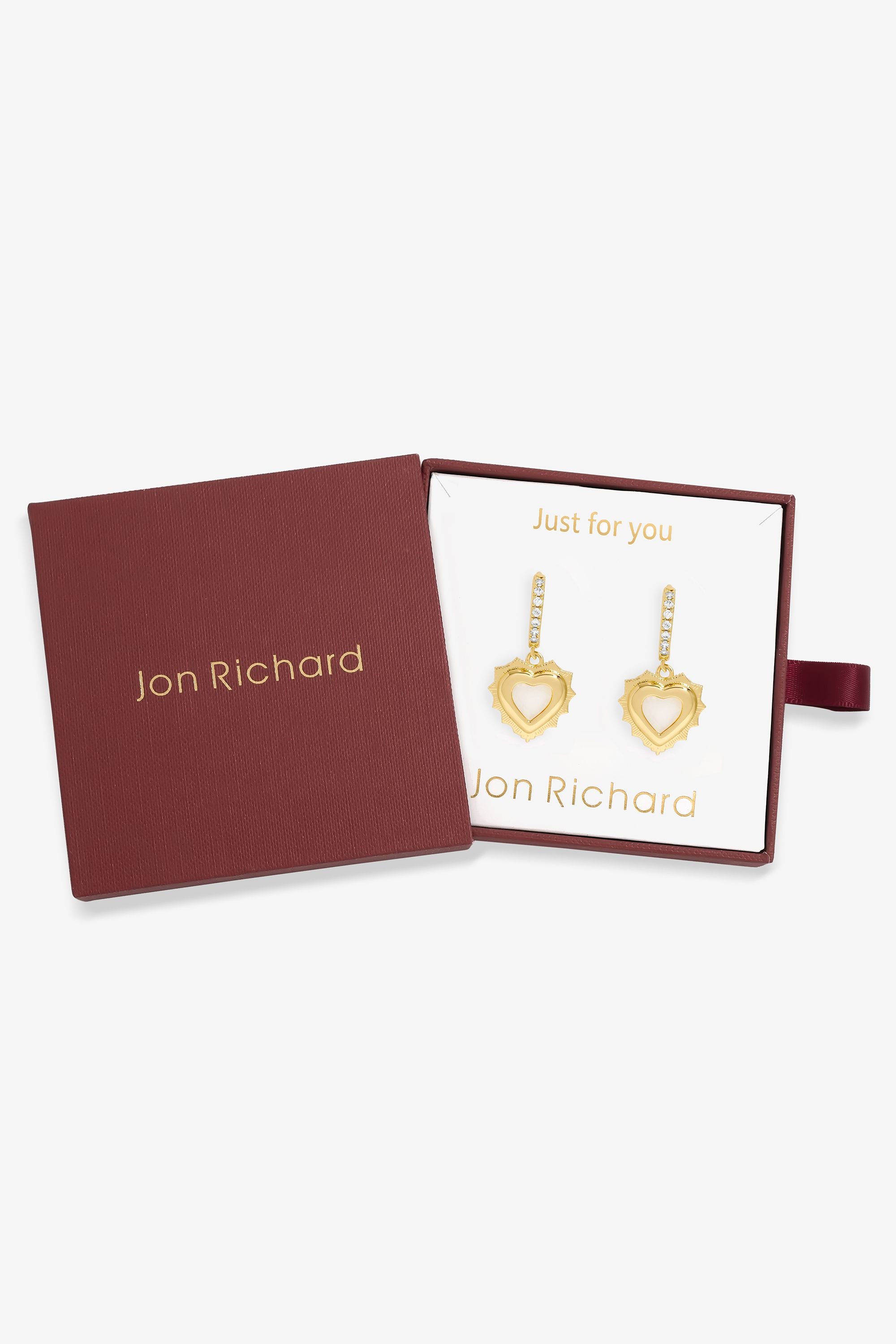 Jon Richard 14Ct Gold Plated Heart Birthstone Huggie Earrings - June - Gift Boxed image 1